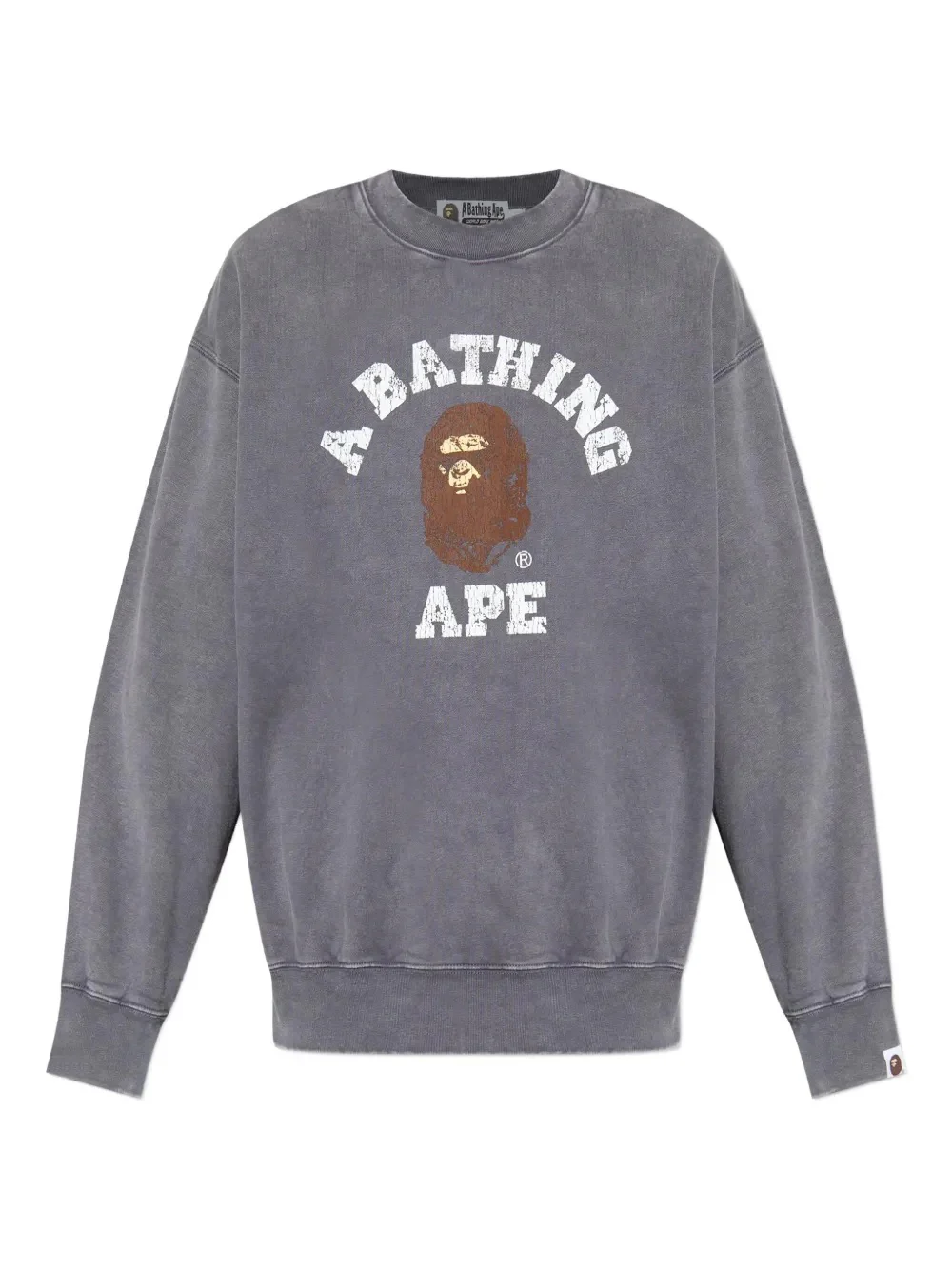 A BATHING APE - Men Garment Dye College Relaxed Fit Crewneck Sweatshirt - Image 4