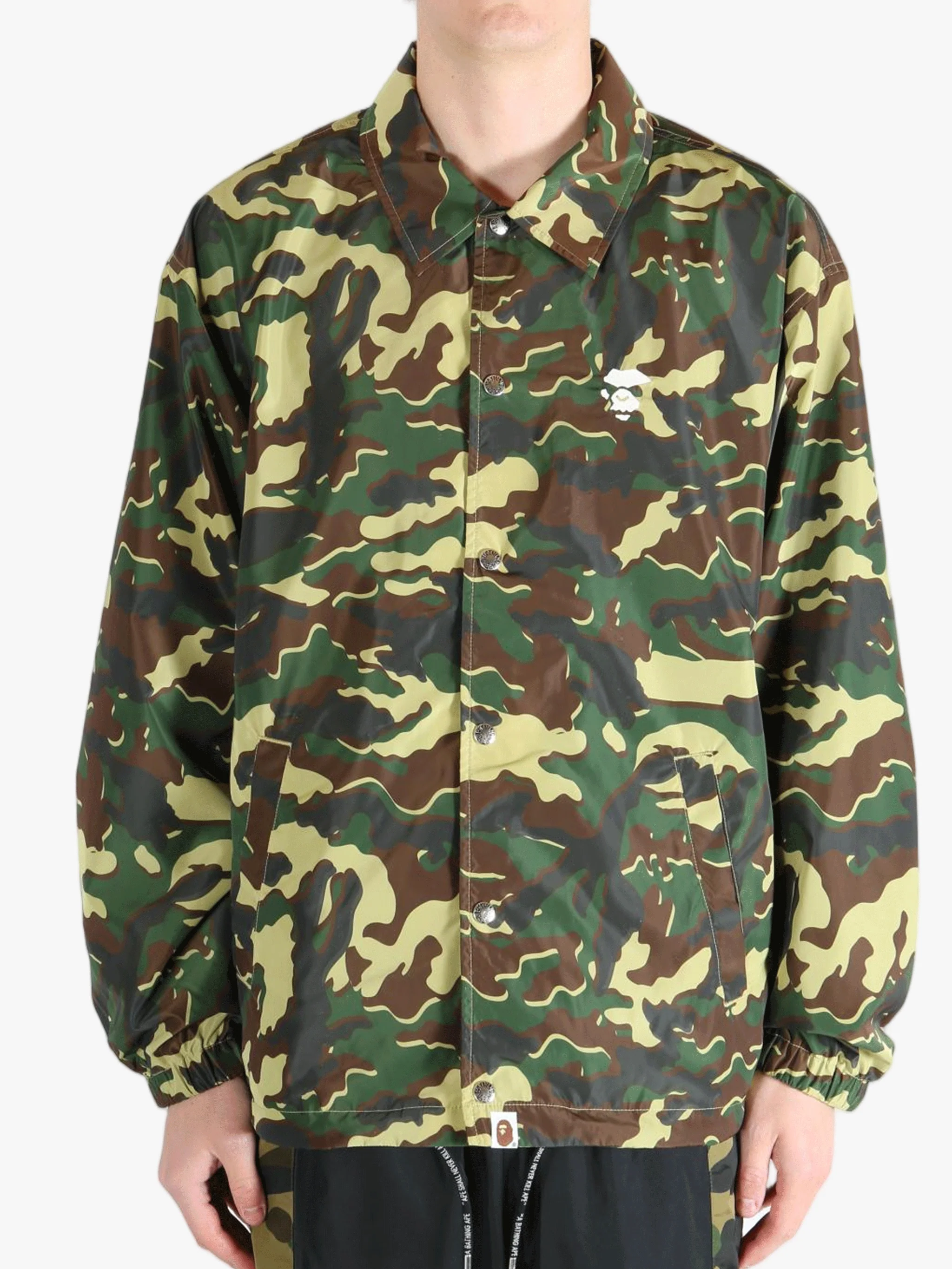 A BATHING APE - Men Glitch Woodland Camo Coach Jacket