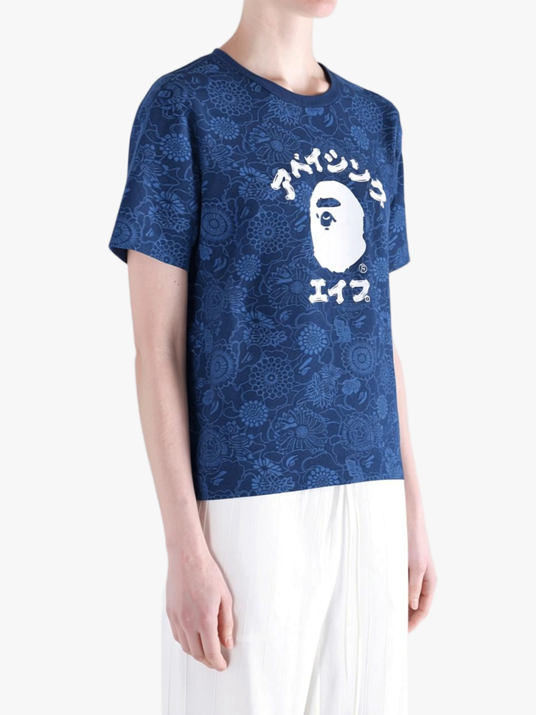 A BATHING APE - Men Japanese Indigo Art Camo College Regualr Fit Tee - Image 2
