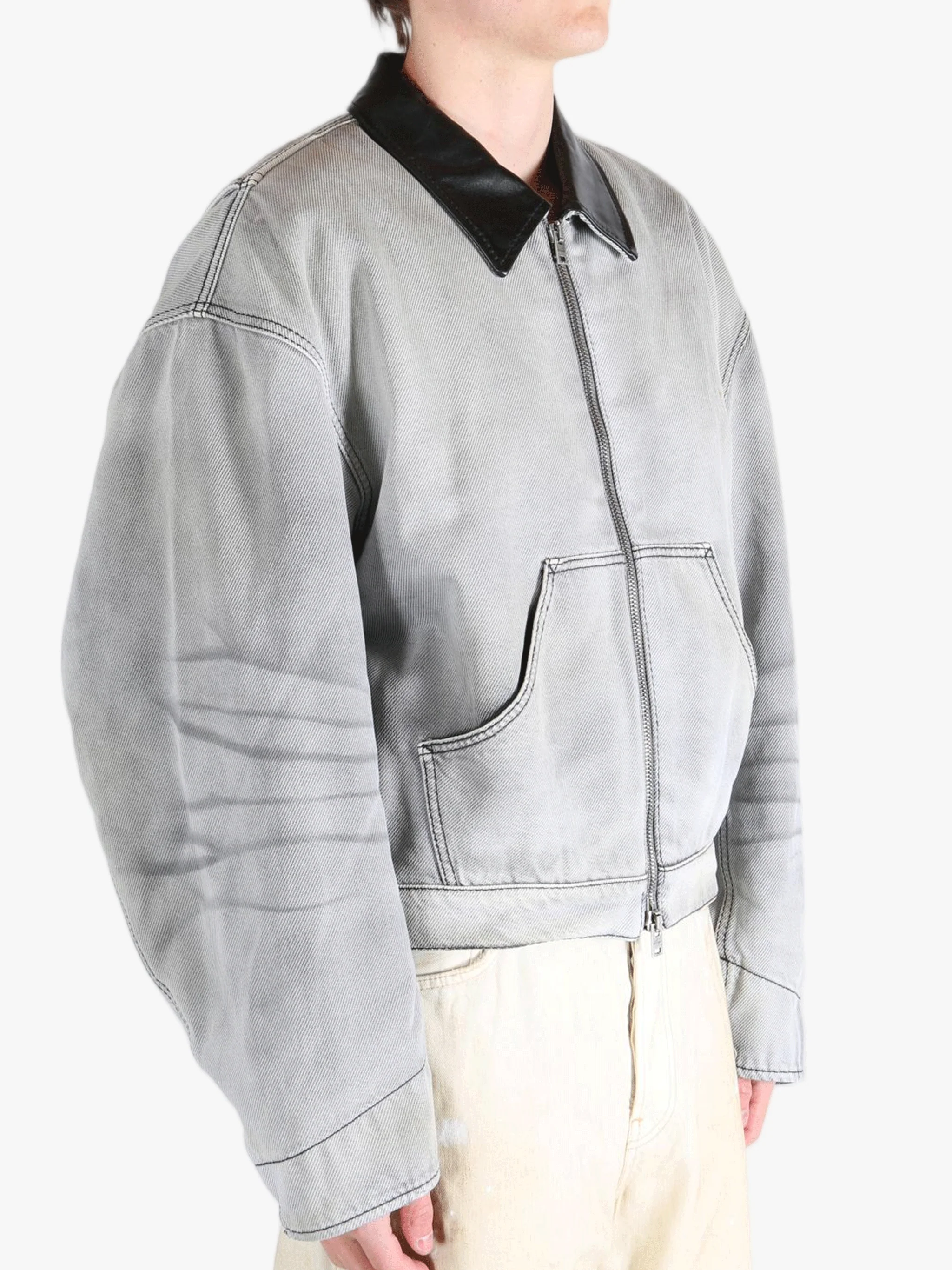 ACNE STUDIOS - Men Loose Fit Zip-Up Short Outerwear Jacket - Image 3