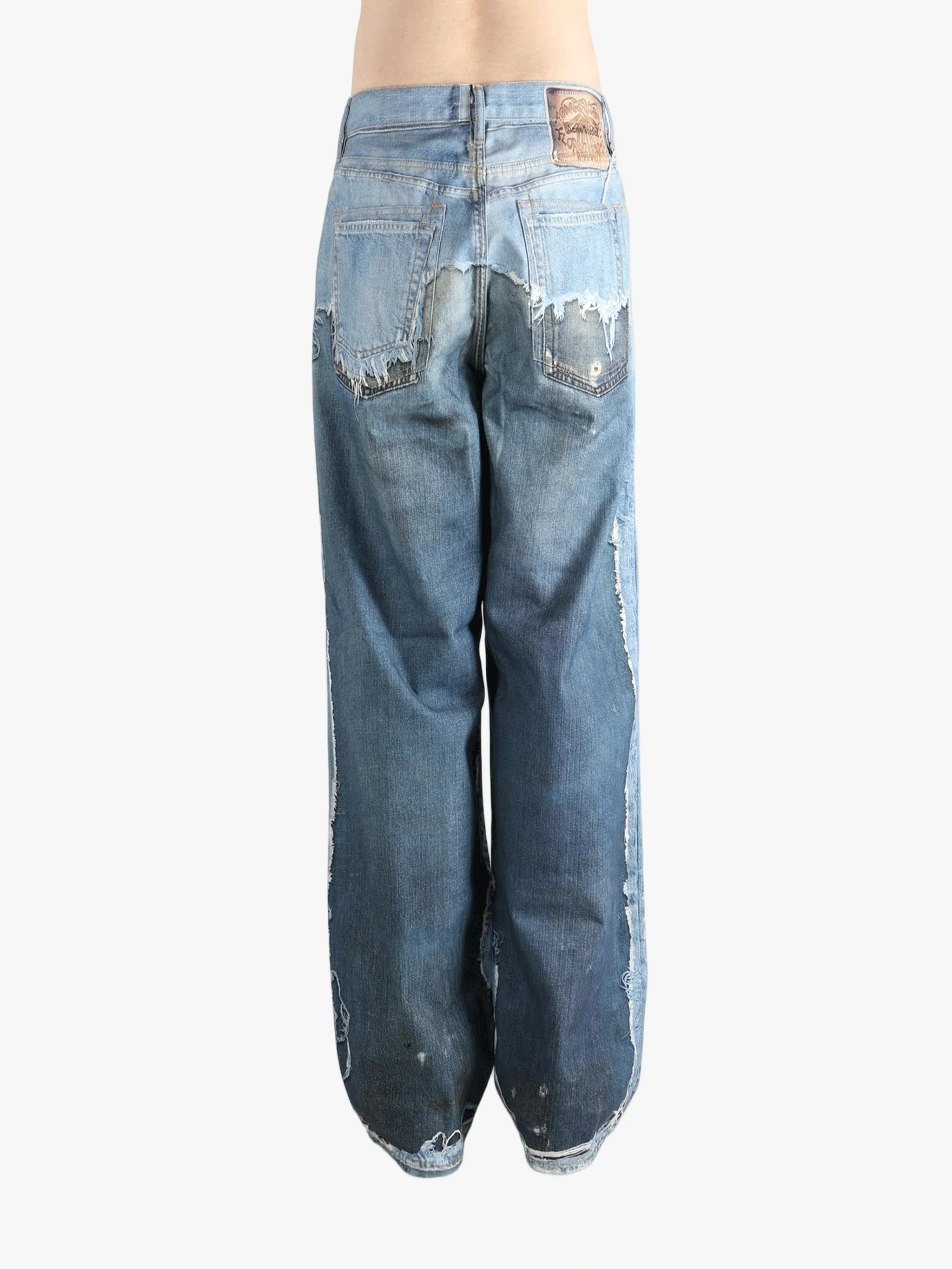 ACNE STUDIOS - Unisex Distressed Blue Wide-Leg Jeans - Image 3
