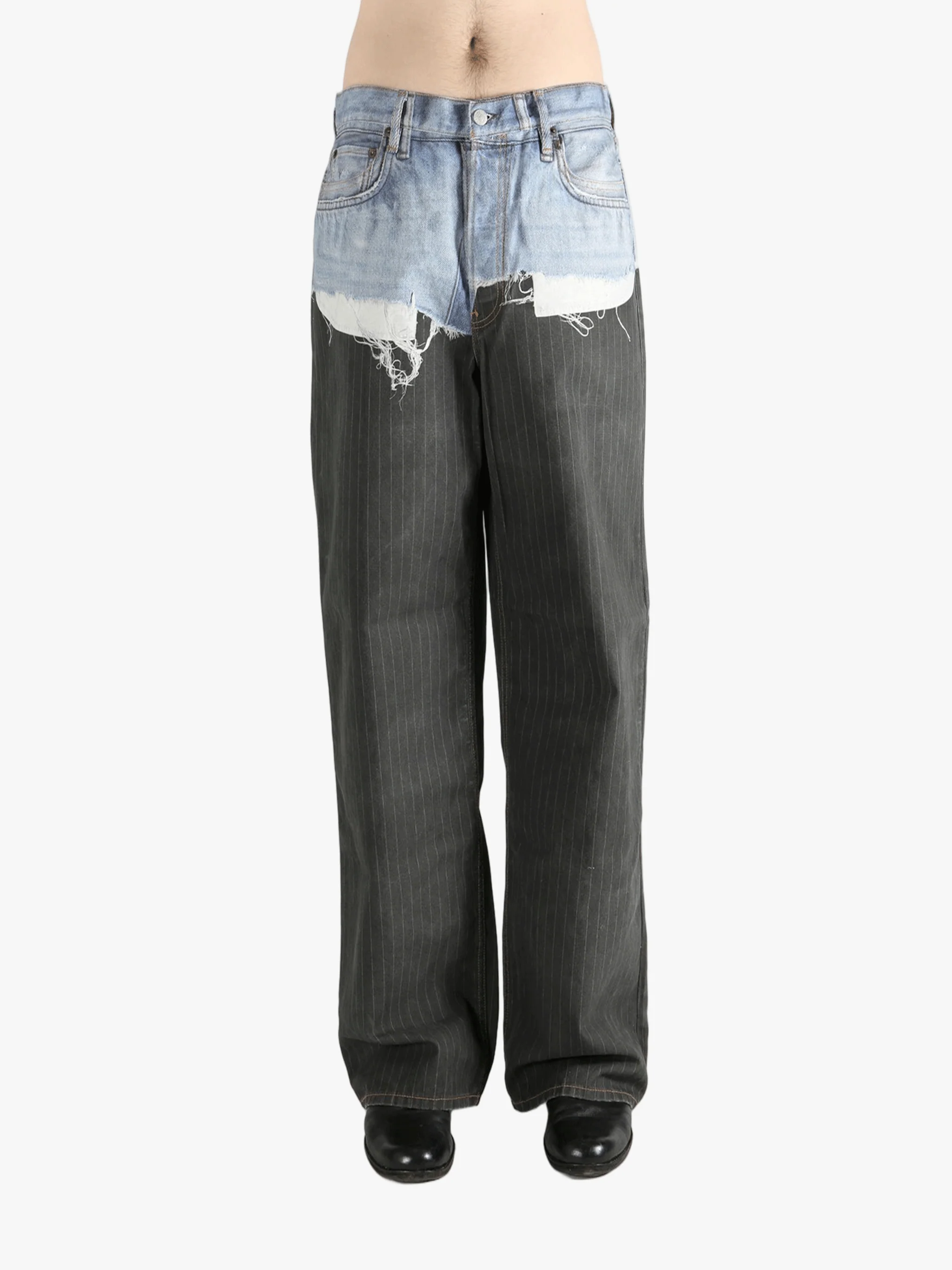 ACNE STUDIOS - Unisex Patchwork Wide Leg Blue Denim Jeans
