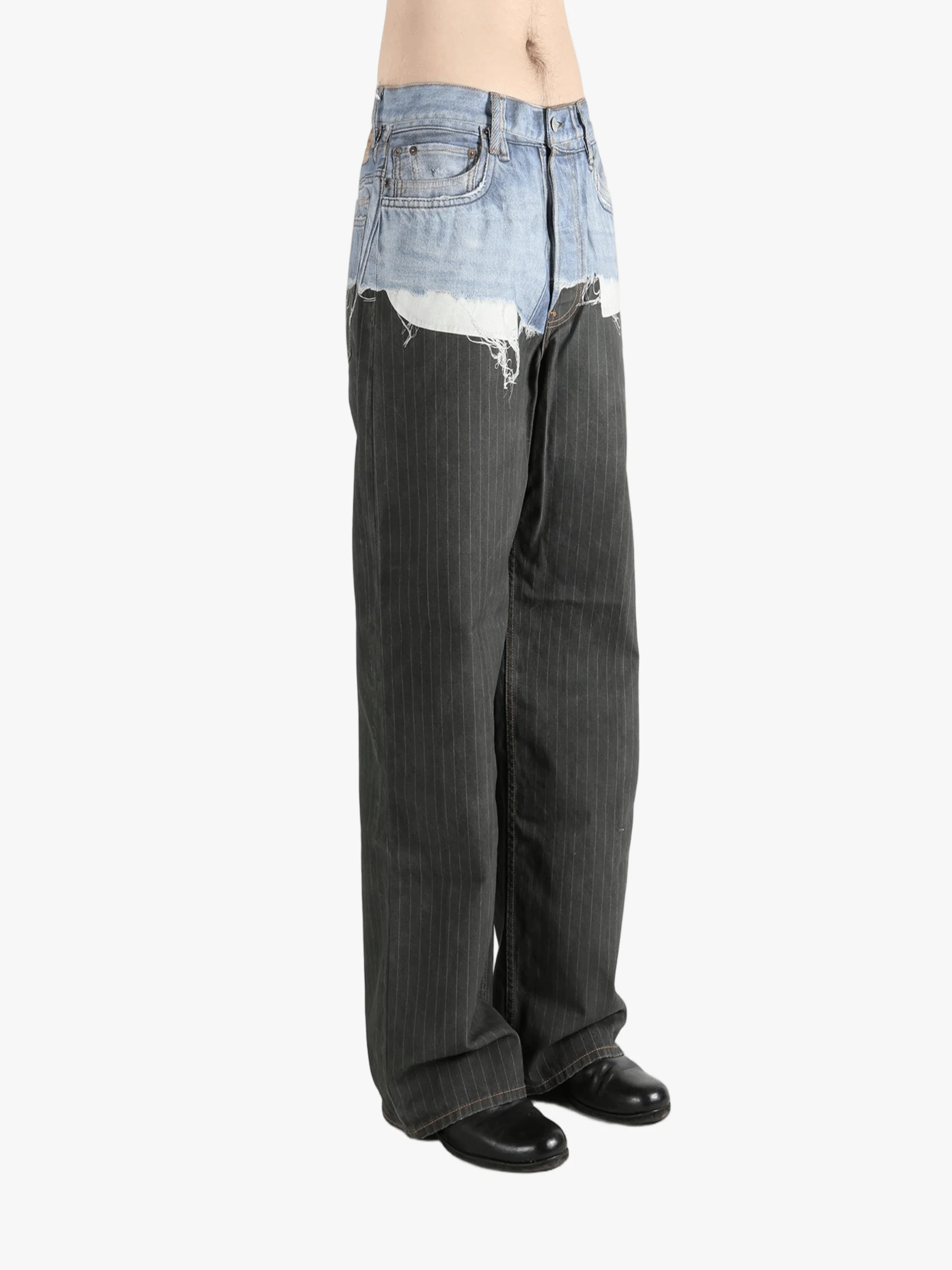 ACNE STUDIOS - Unisex Patchwork Wide Leg Blue Denim Jeans - Image 2