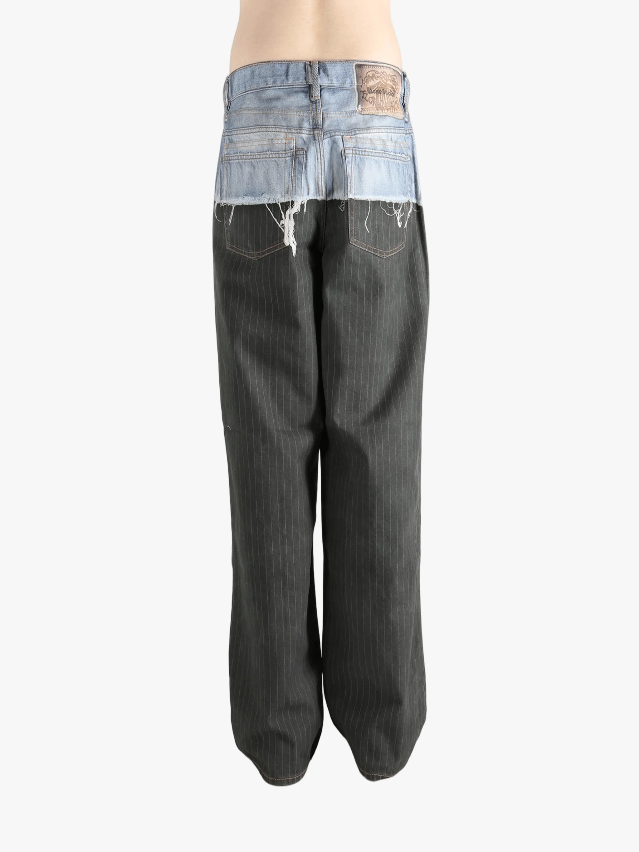 ACNE STUDIOS - Unisex Patchwork Wide Leg Blue Denim Jeans - Image 3