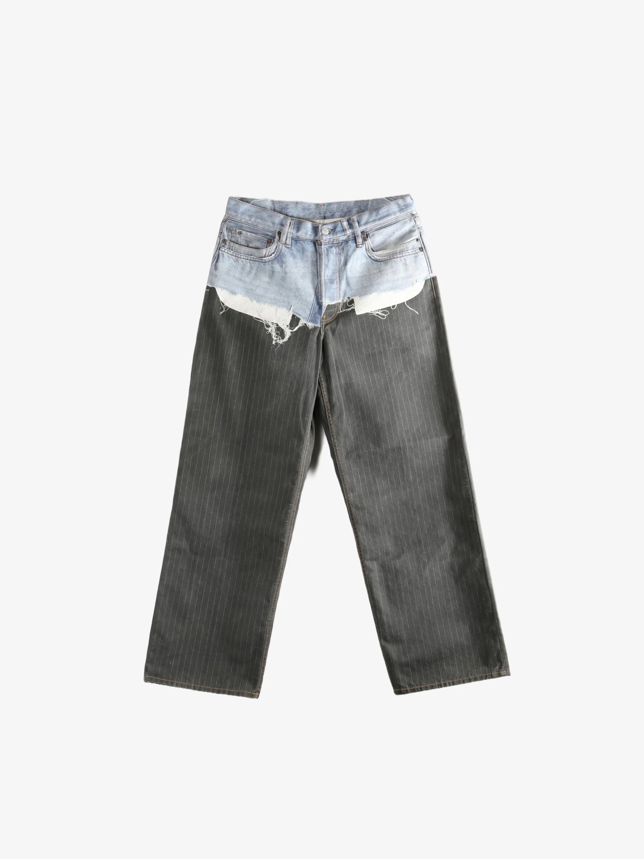 ACNE STUDIOS - Unisex Patchwork Wide Leg Blue Denim Jeans - Image 4