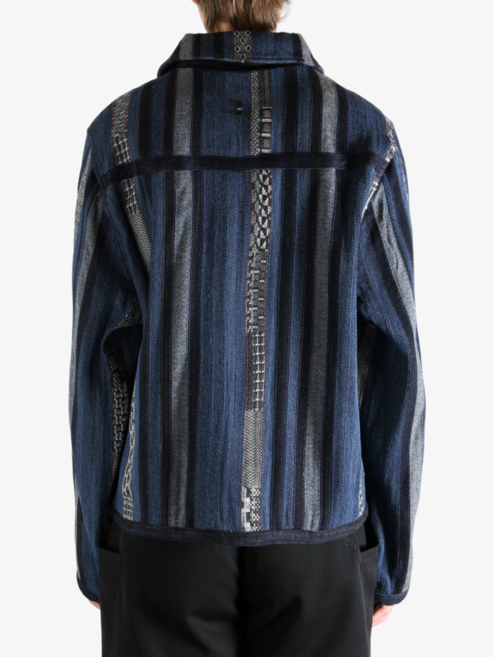 ADER ERROR - Unisex Collared Striped Pattern Button Jacket - Image 3