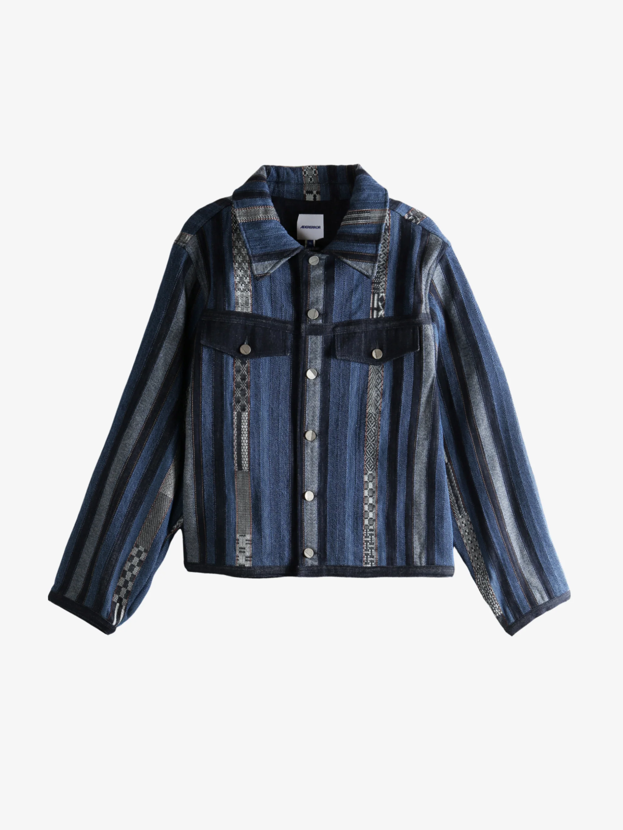 ADER ERROR - Unisex Collared Striped Pattern Button Jacket - Image 4