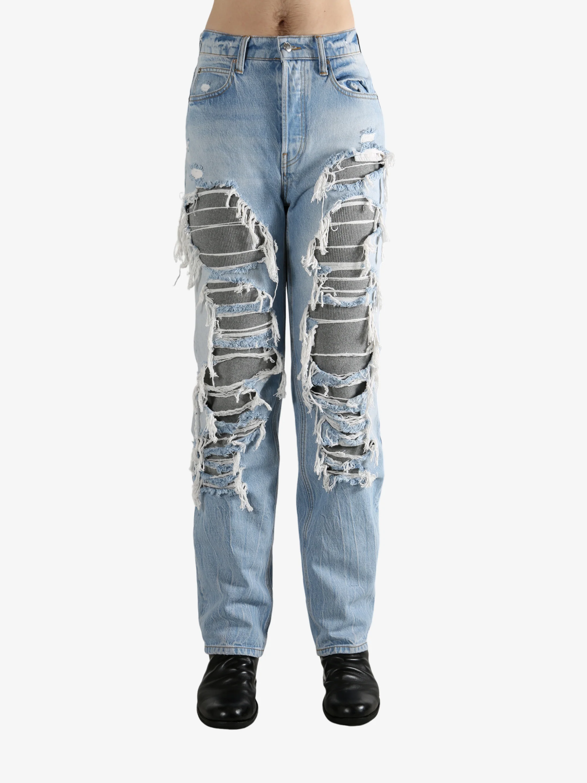 ALEXANDER WANG - Unisex Distressed Straight Backed Knit Jean