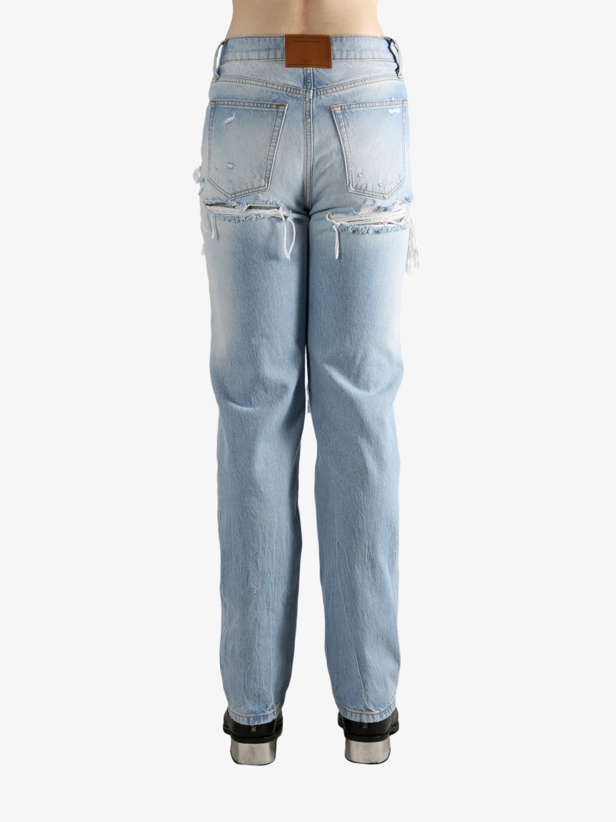 ALEXANDER WANG - Unisex Distressed Straight Backed Knit Jean - Image 3