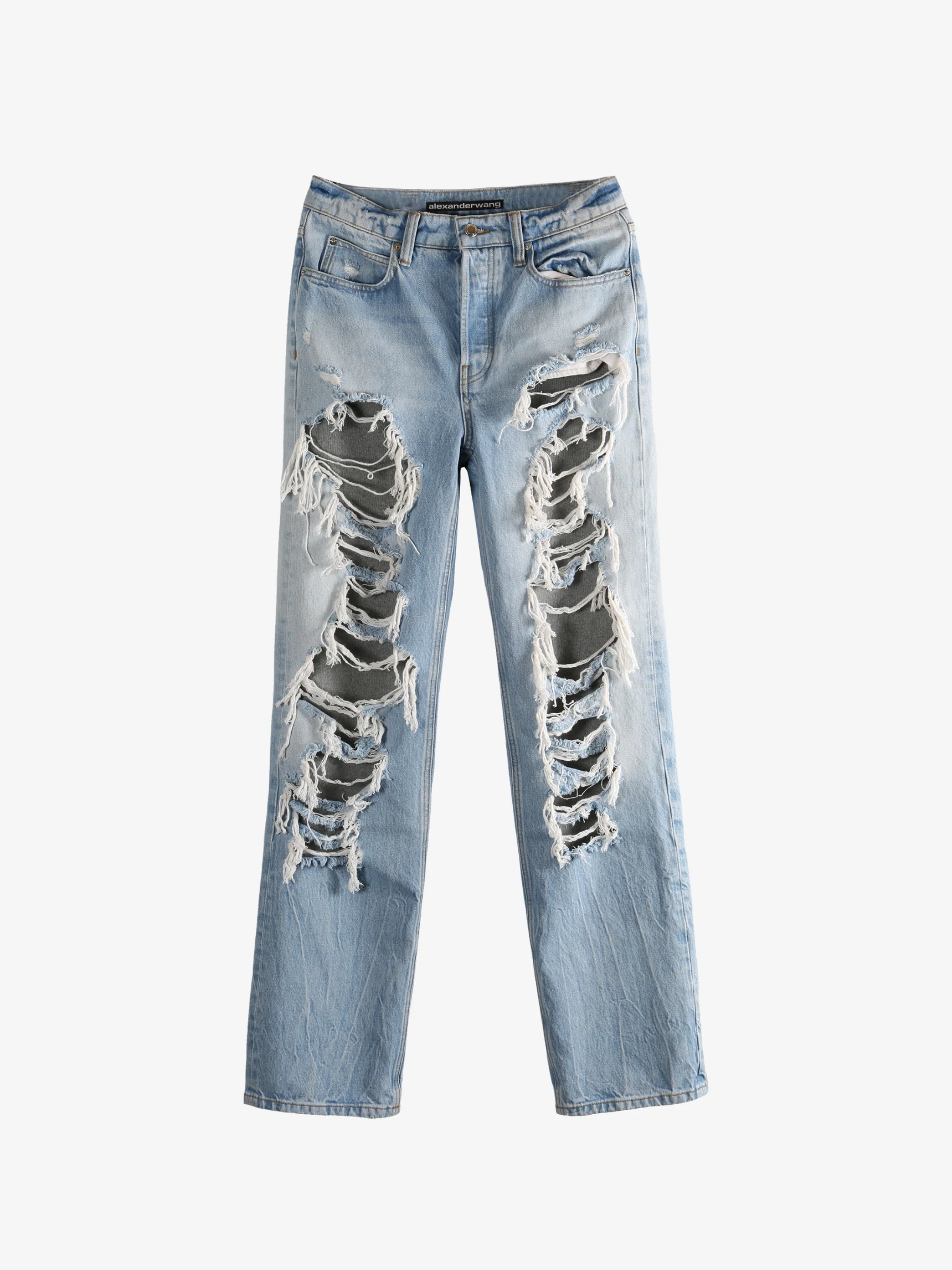 ALEXANDER WANG - Unisex Distressed Straight Backed Knit Jean - Image 4