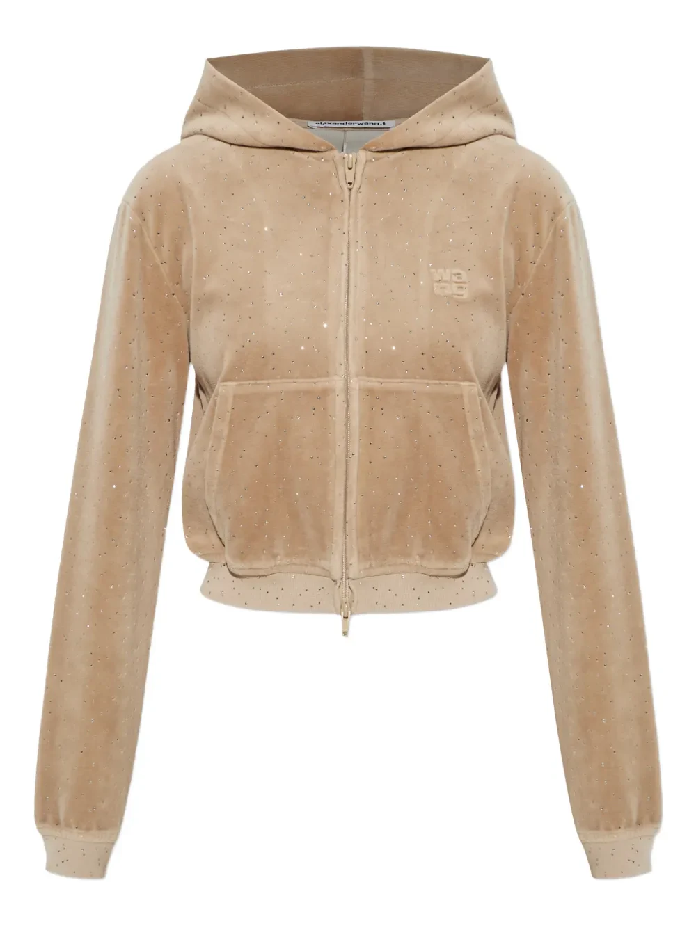 ALEXANDER WANG - Women Allover Hotfix Shrunken Zip Up Hoodie - Image 5