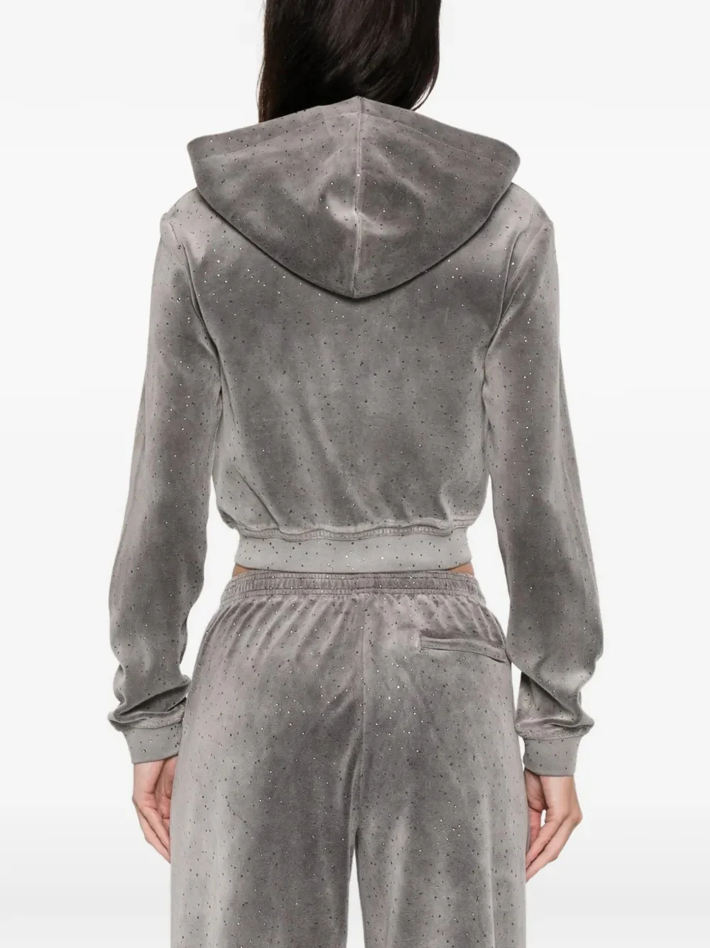 ALEXANDER WANG - Women Allover Hotfix Shrunken Zip Up Hoodie - Image 3