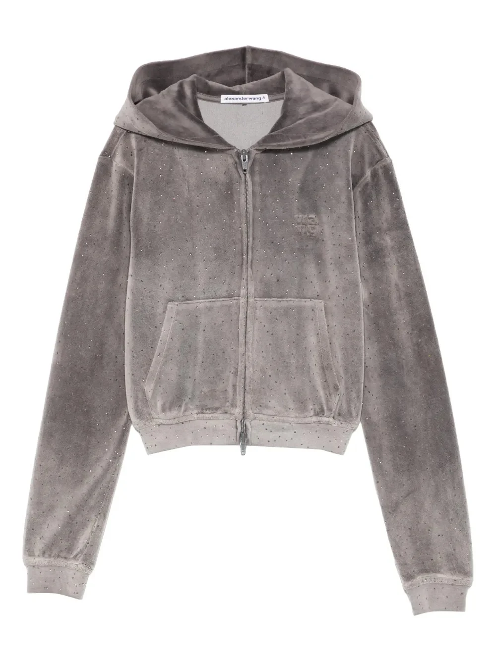 ALEXANDER WANG - Women Allover Hotfix Shrunken Zip Up Hoodie - Image 5