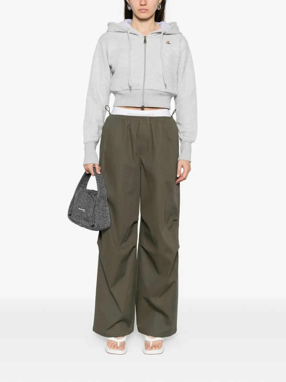 ALEXANDER WANG - Women Articulated Knee Mid-Rise Logo Elastic Pants