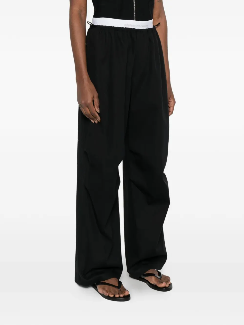ALEXANDER WANG - Women Articulated Knee Mid-Rise Logo Elastic Pants