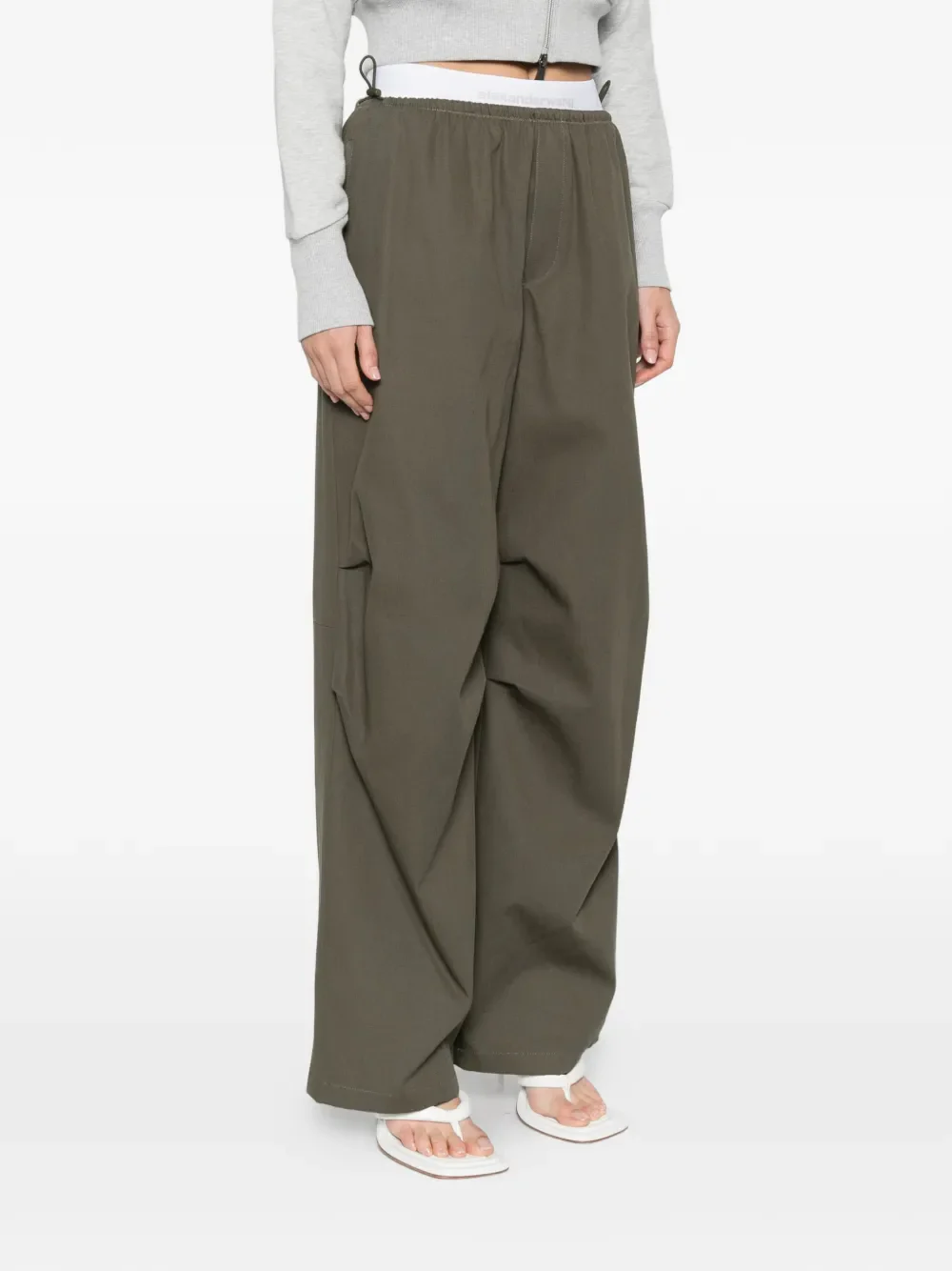 ALEXANDER WANG - Women Articulated Knee Mid-Rise Logo Elastic Pants - Image 2
