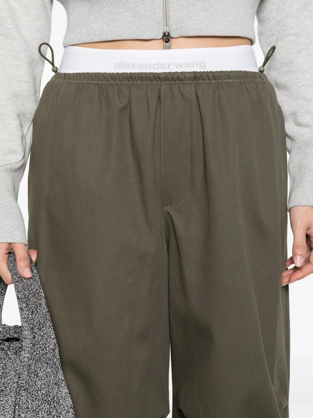 ALEXANDER WANG - Women Articulated Knee Mid-Rise Logo Elastic Pants - Image 4