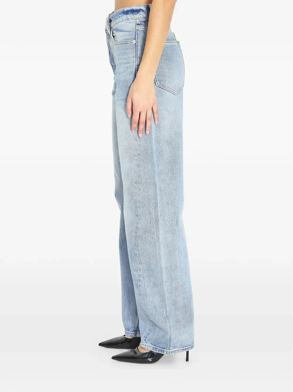 ALEXANDER WANG - Women Crystal Beltloops Float Mid Rise Relaxed Jean - Image 3