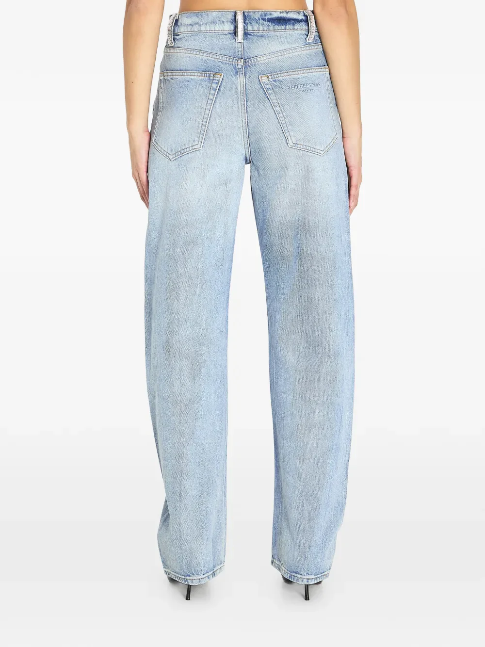 ALEXANDER WANG - Women Crystal Beltloops Float Mid Rise Relaxed Jean - Image 4