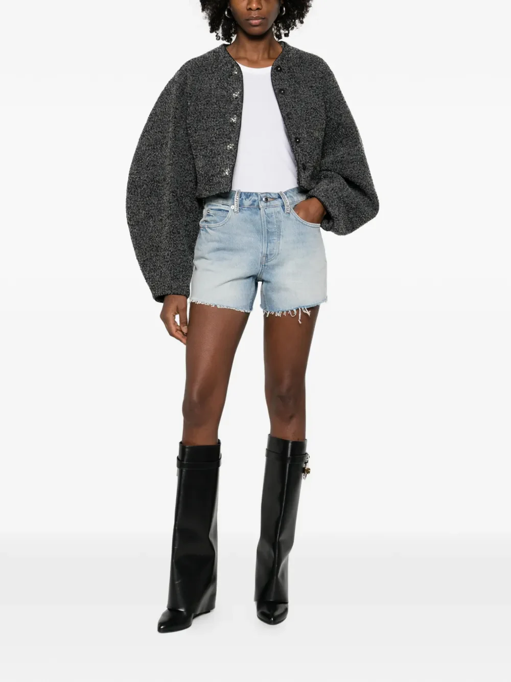 ALEXANDER WANG - Women Crystal Beltloops Mid Rise Relaxed Short
