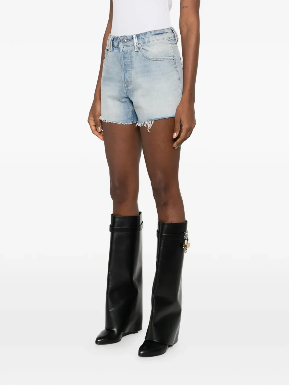 ALEXANDER WANG - Women Crystal Beltloops Mid Rise Relaxed Short - Image 2