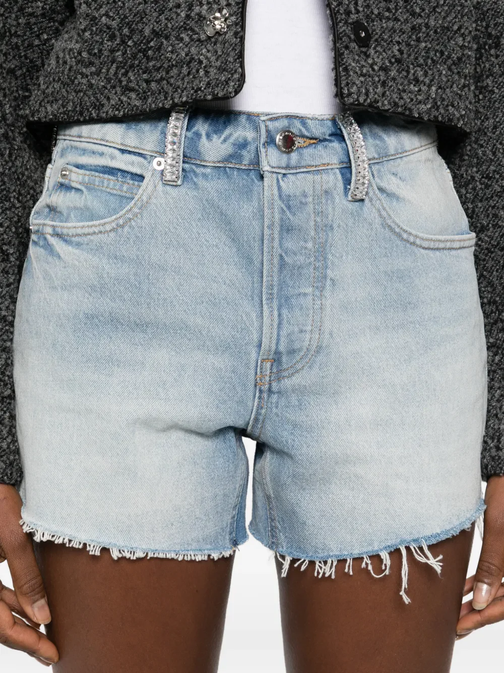 ALEXANDER WANG - Women Crystal Beltloops Mid Rise Relaxed Short - Image 4