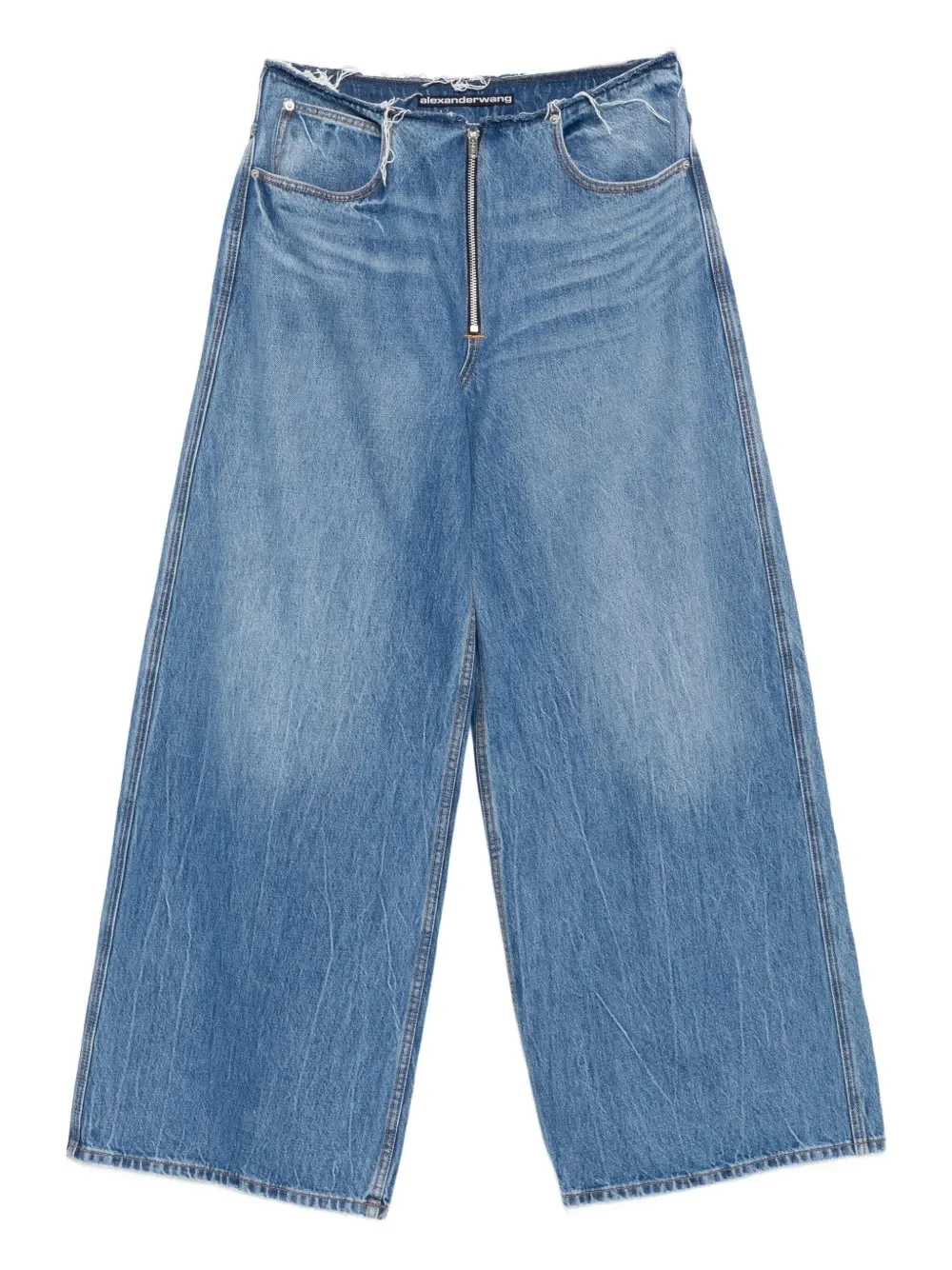 ALEXANDER WANG - Women Exposed Zipper Surge Low Rise Wide Leg Jean - Image 5