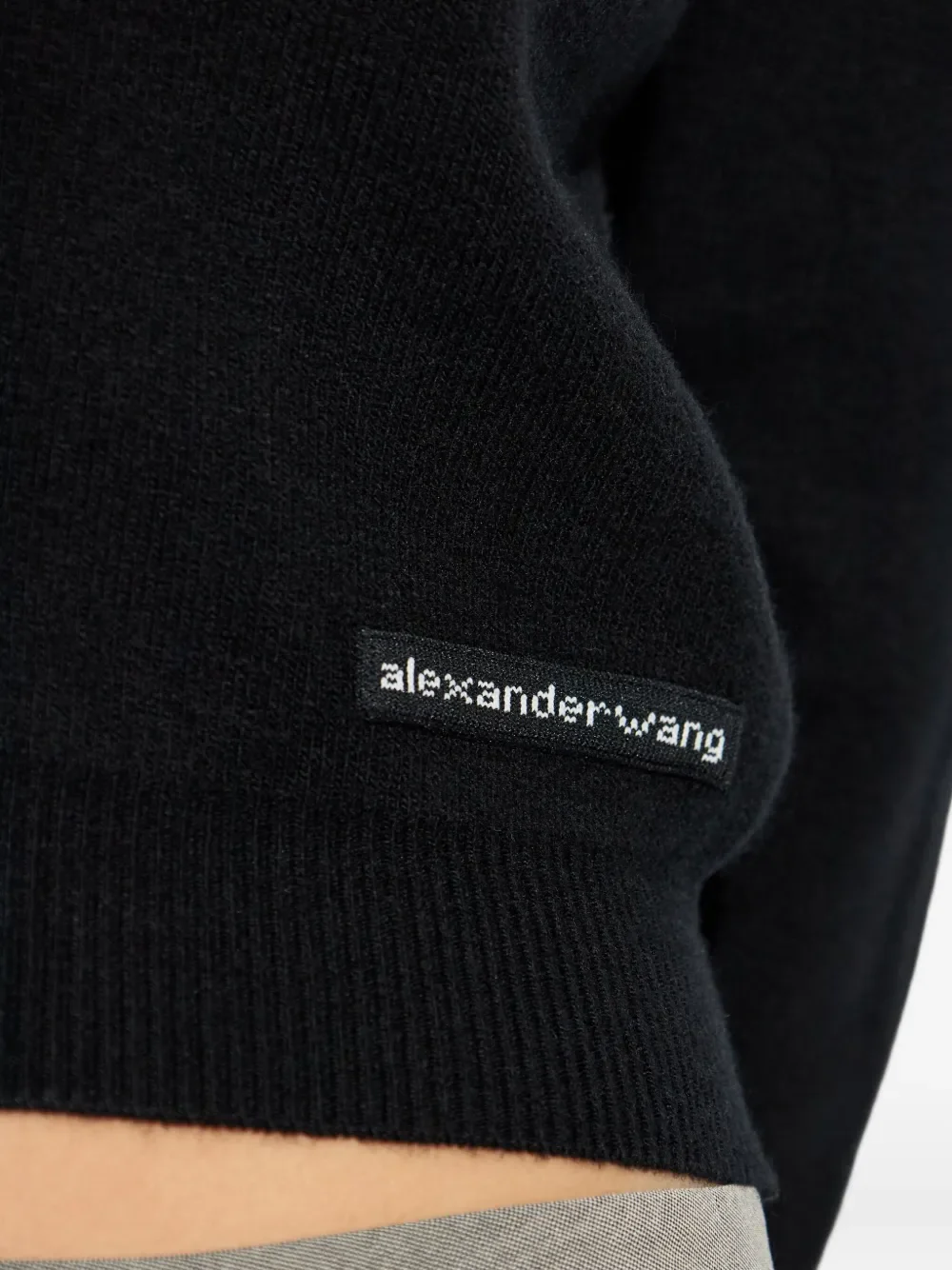 ALEXANDER WANG - Women Knit Logo Label Ls High Neck Button Up Cardigan - Image 4