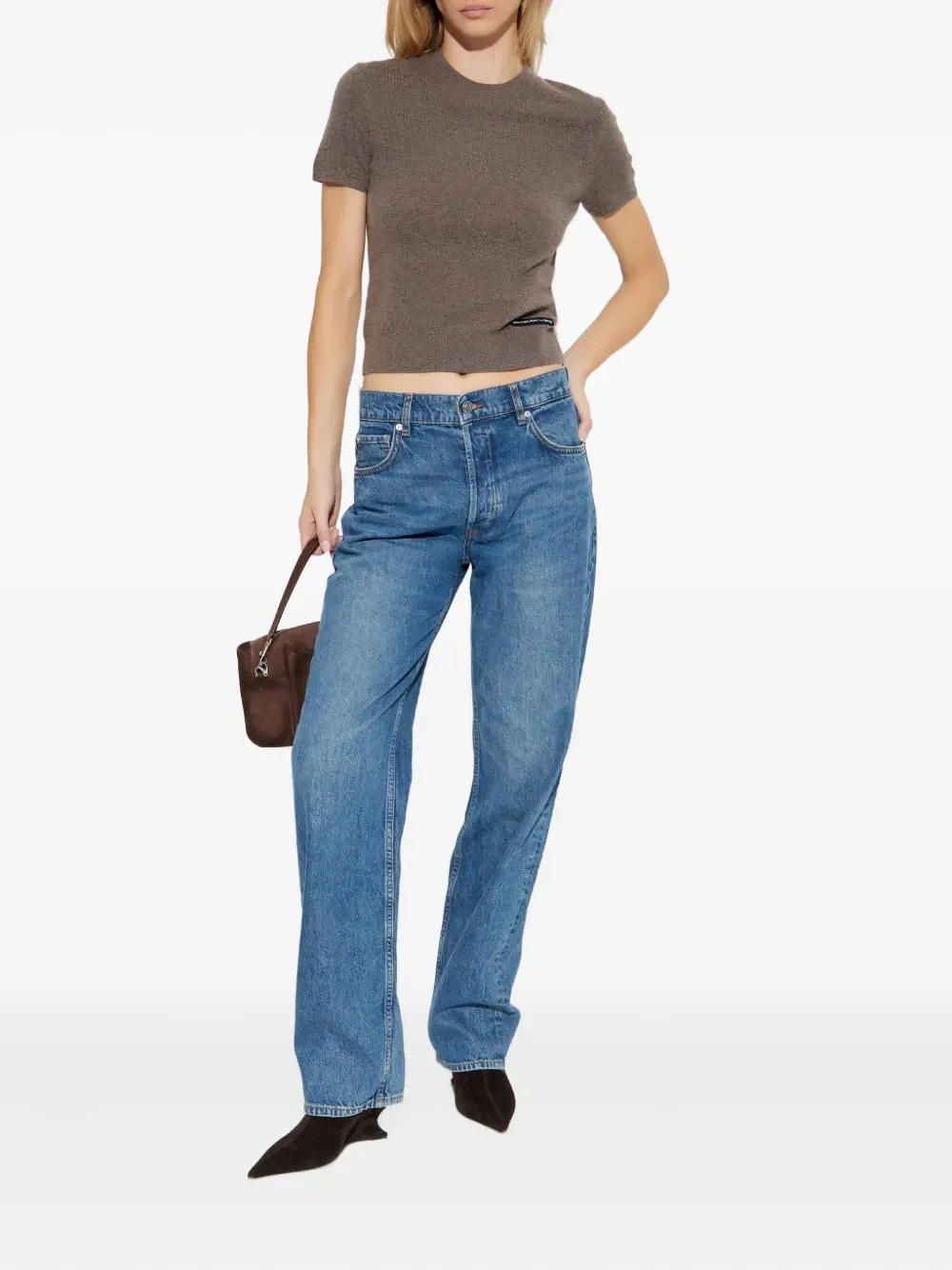 ALEXANDER WANG - Women Knit Logo Label SS Crewneck Tee - Image 3