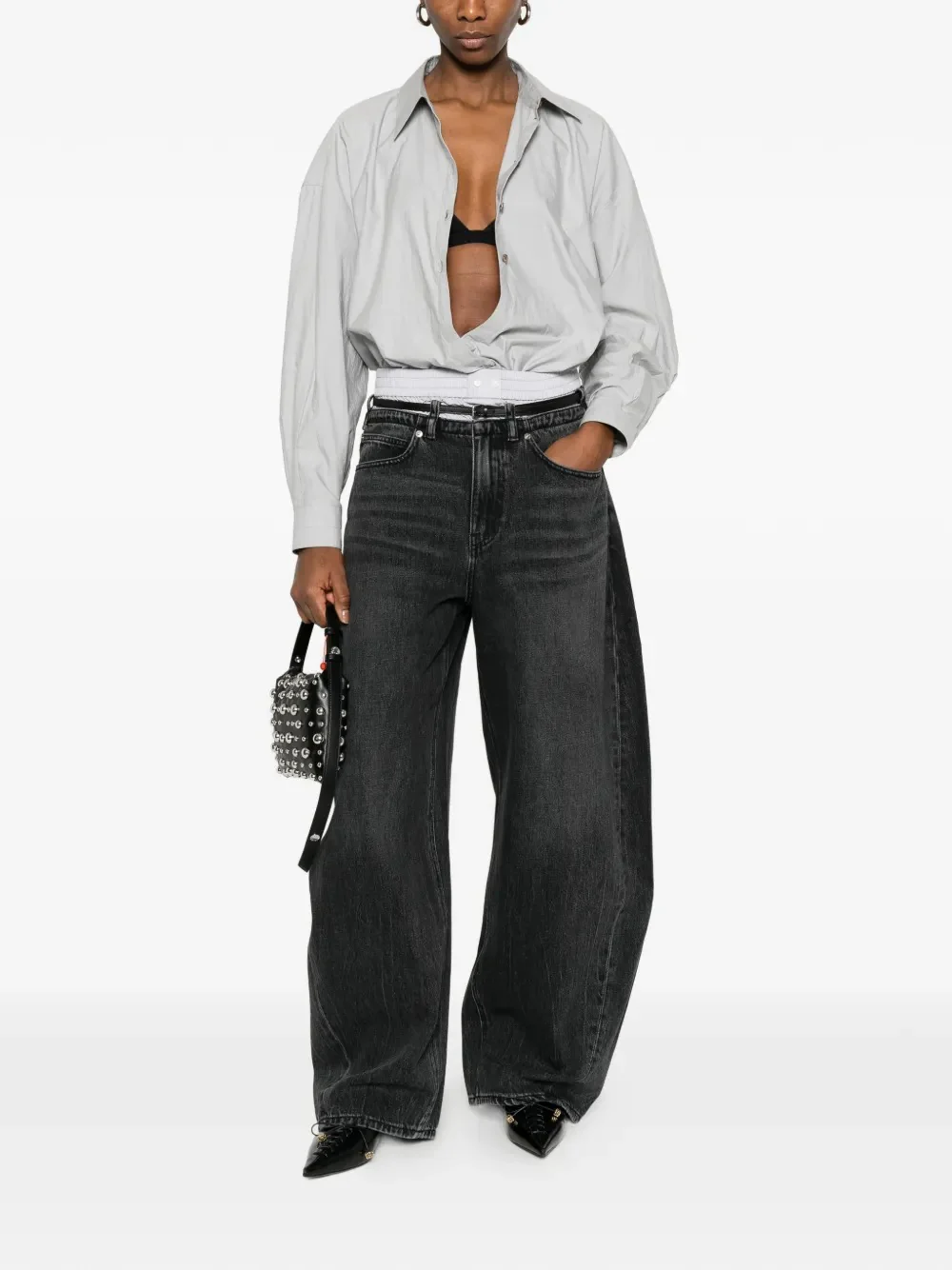 ALEXANDER WANG - Women Leather Belt And Boxer Prestyle Blow Up Jean