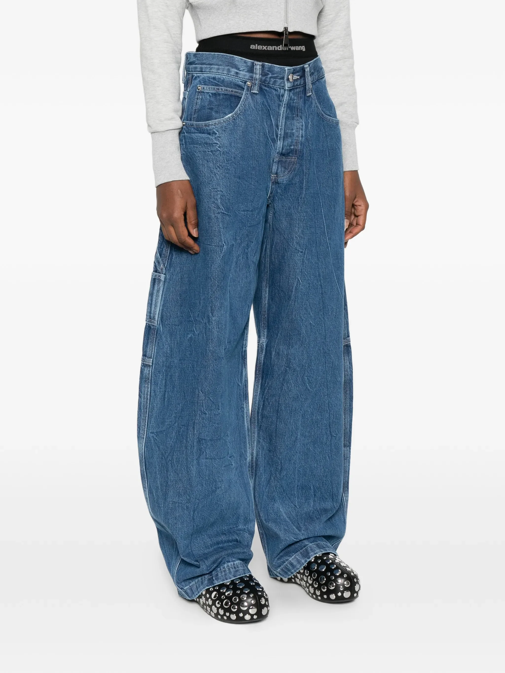 ALEXANDER WANG - Women Logo Elastic Prestyled Mid Rise Oversized Jean - Image 2