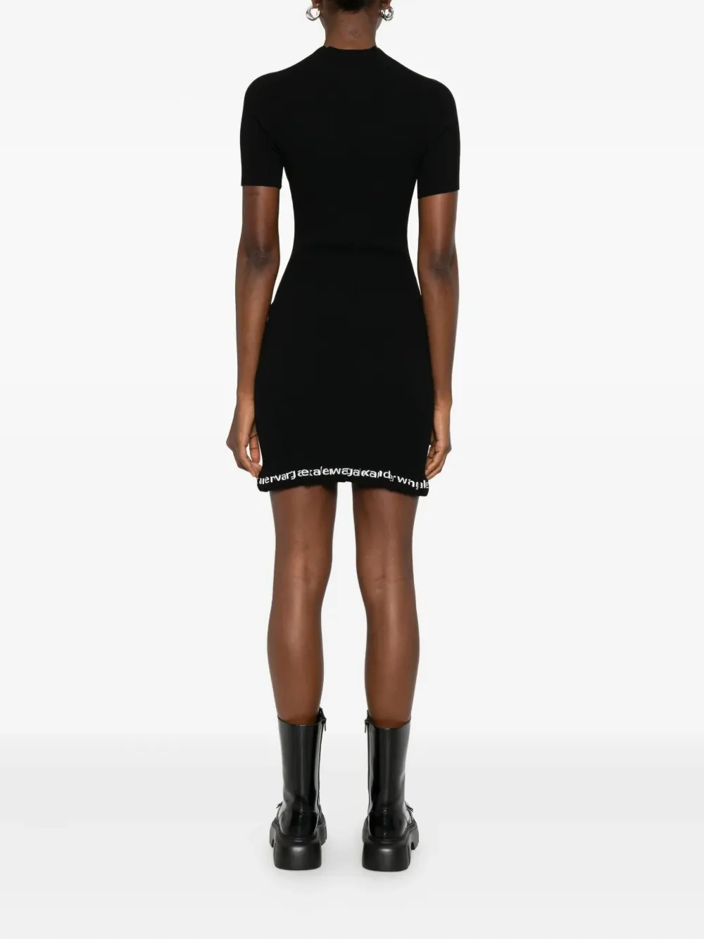 ALEXANDER WANG - Women Logo Ribbed SS Dress - Image 3