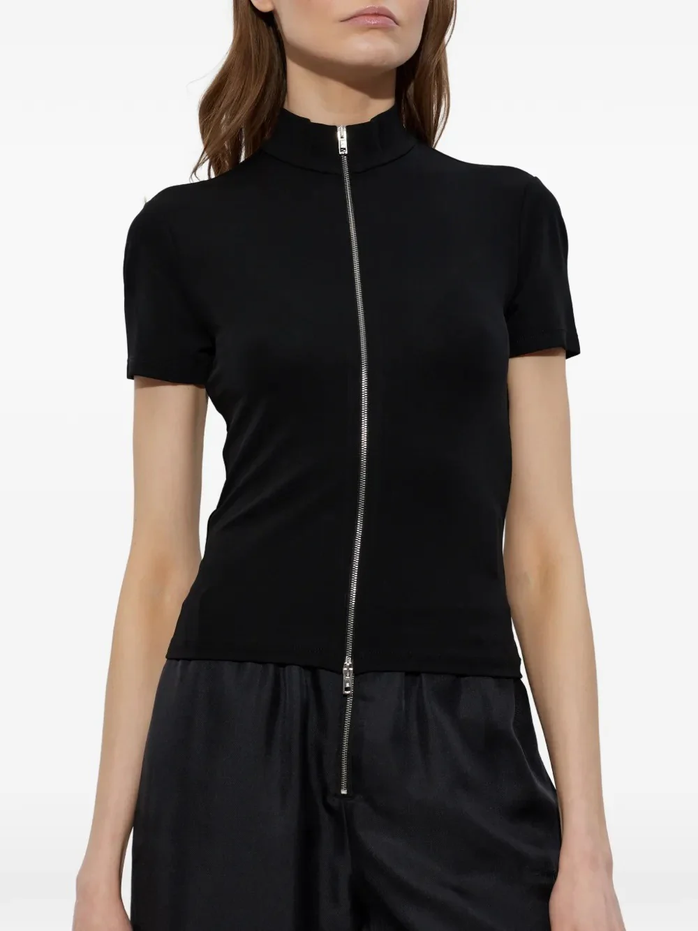 ALEXANDER WANG - Women Mock Neck Short Sleeve Rashguard Top