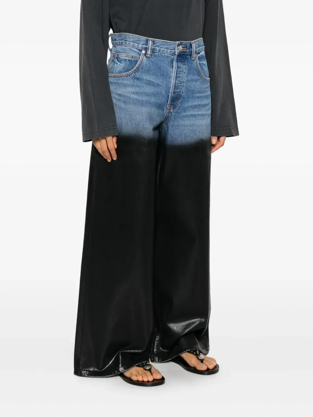 ALEXANDER WANG - Women Partial Coating Surge Low Rise Wide Leg Jean - Image 2