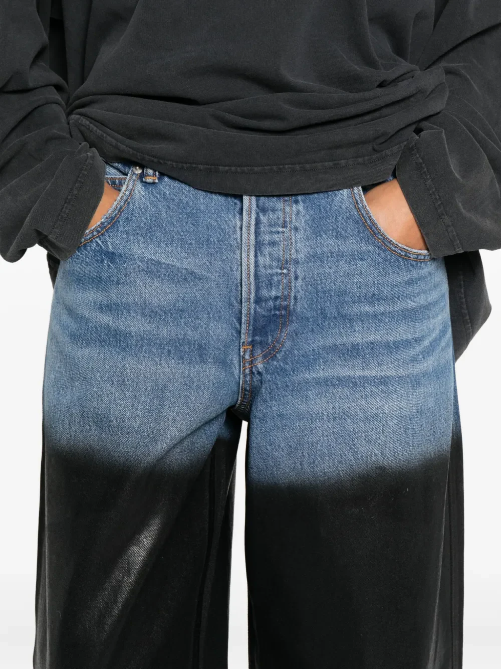 ALEXANDER WANG - Women Partial Coating Surge Low Rise Wide Leg Jean - Image 4