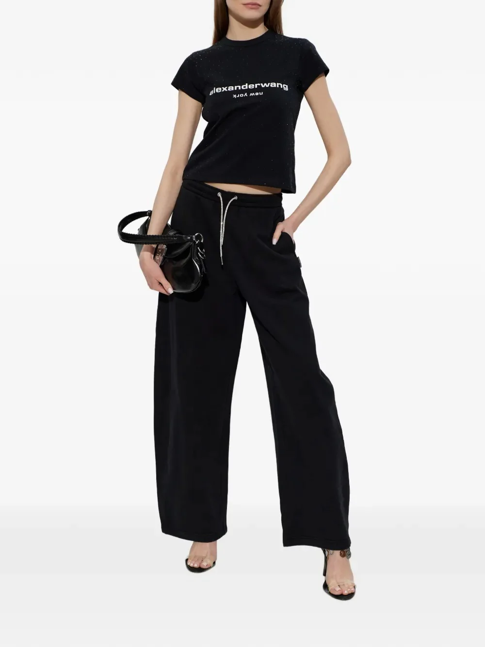 ALEXANDER WANG - Women Rhinestone-Drawstring Track Pants - Image 3
