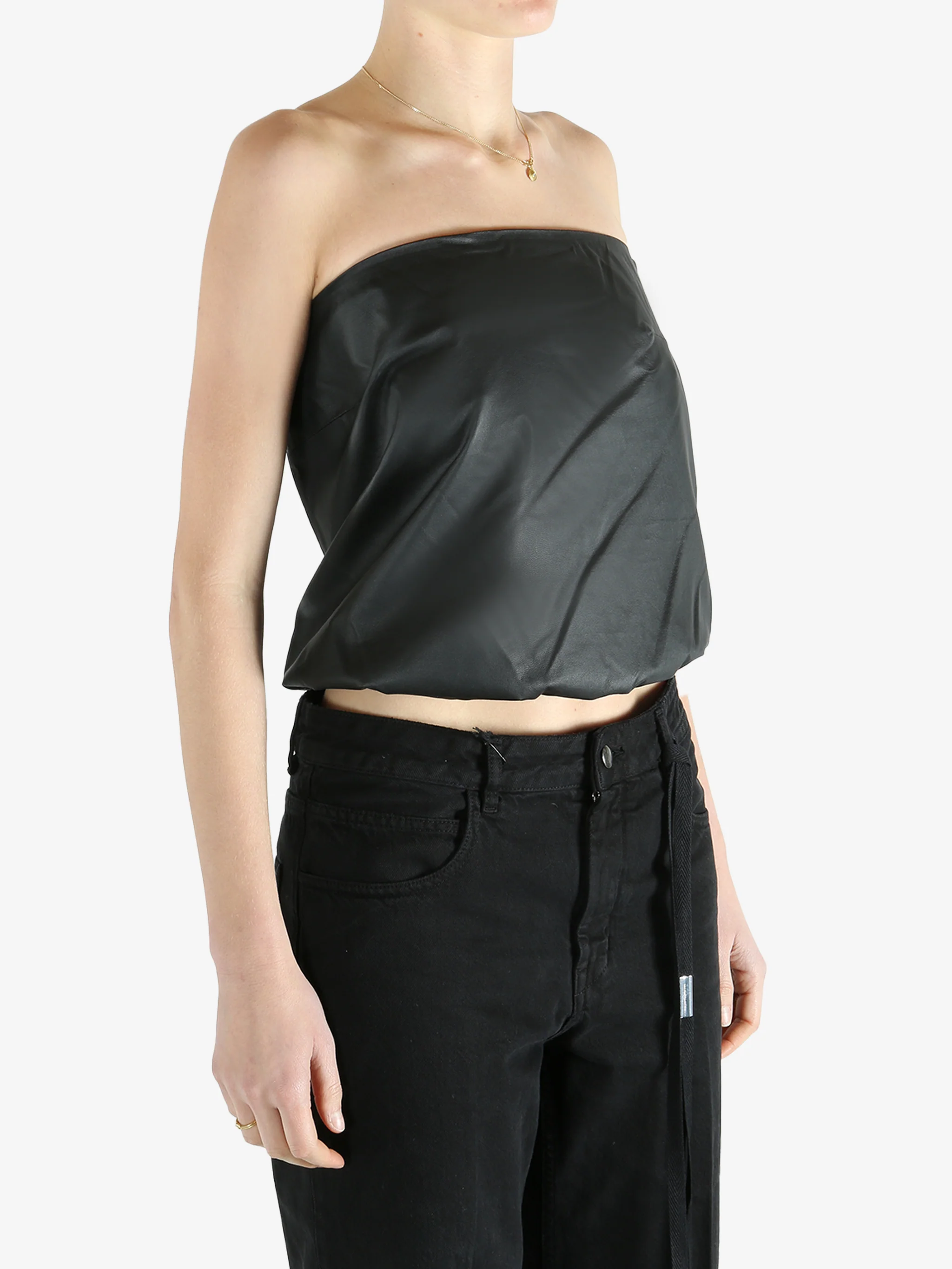 ALEXANDER WANG - Women Strapless Leather Bubble Top - Image 2