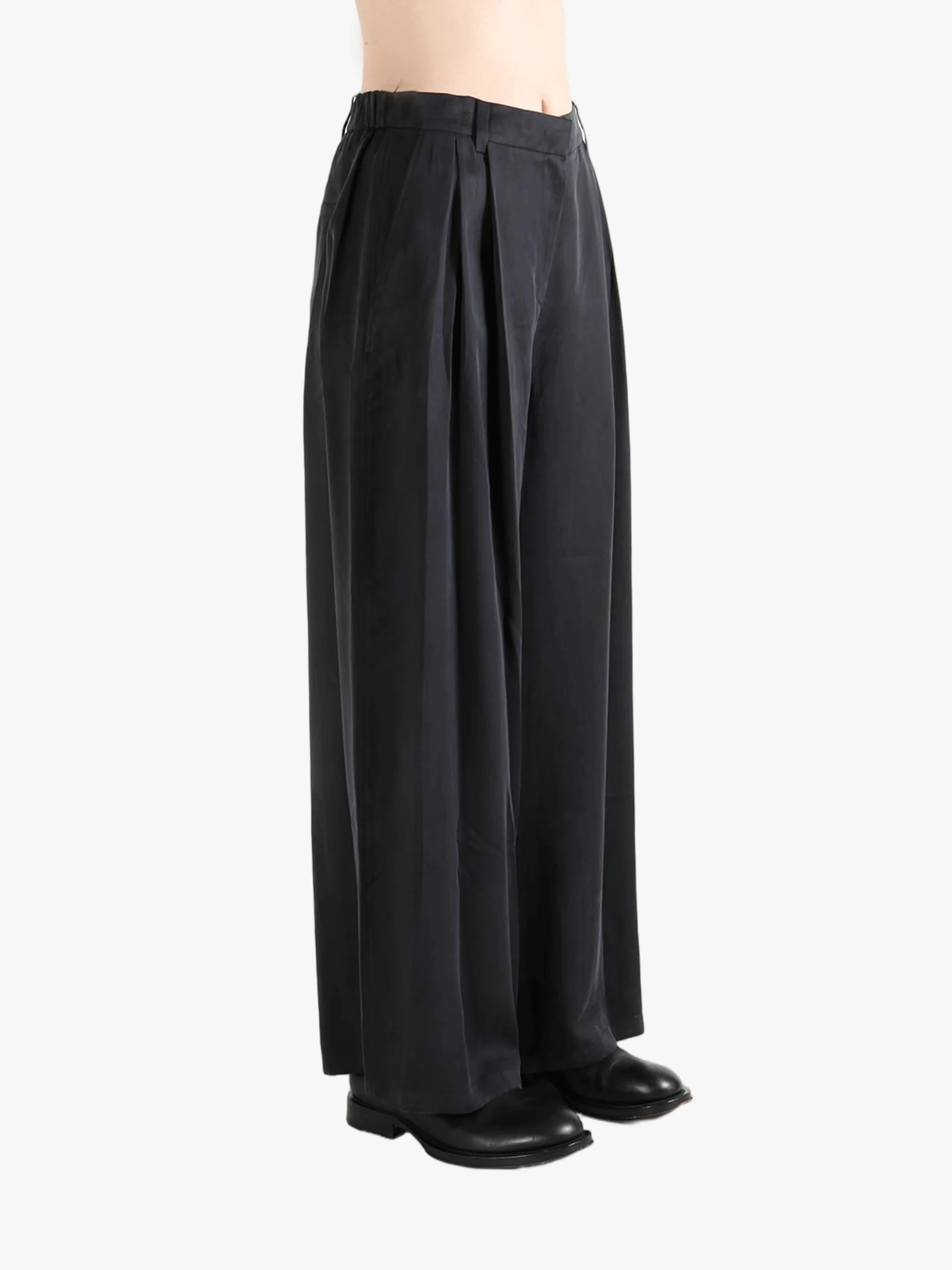 AMOMENTO - Women Cupro Two Tuck Wide Pants - Image 2