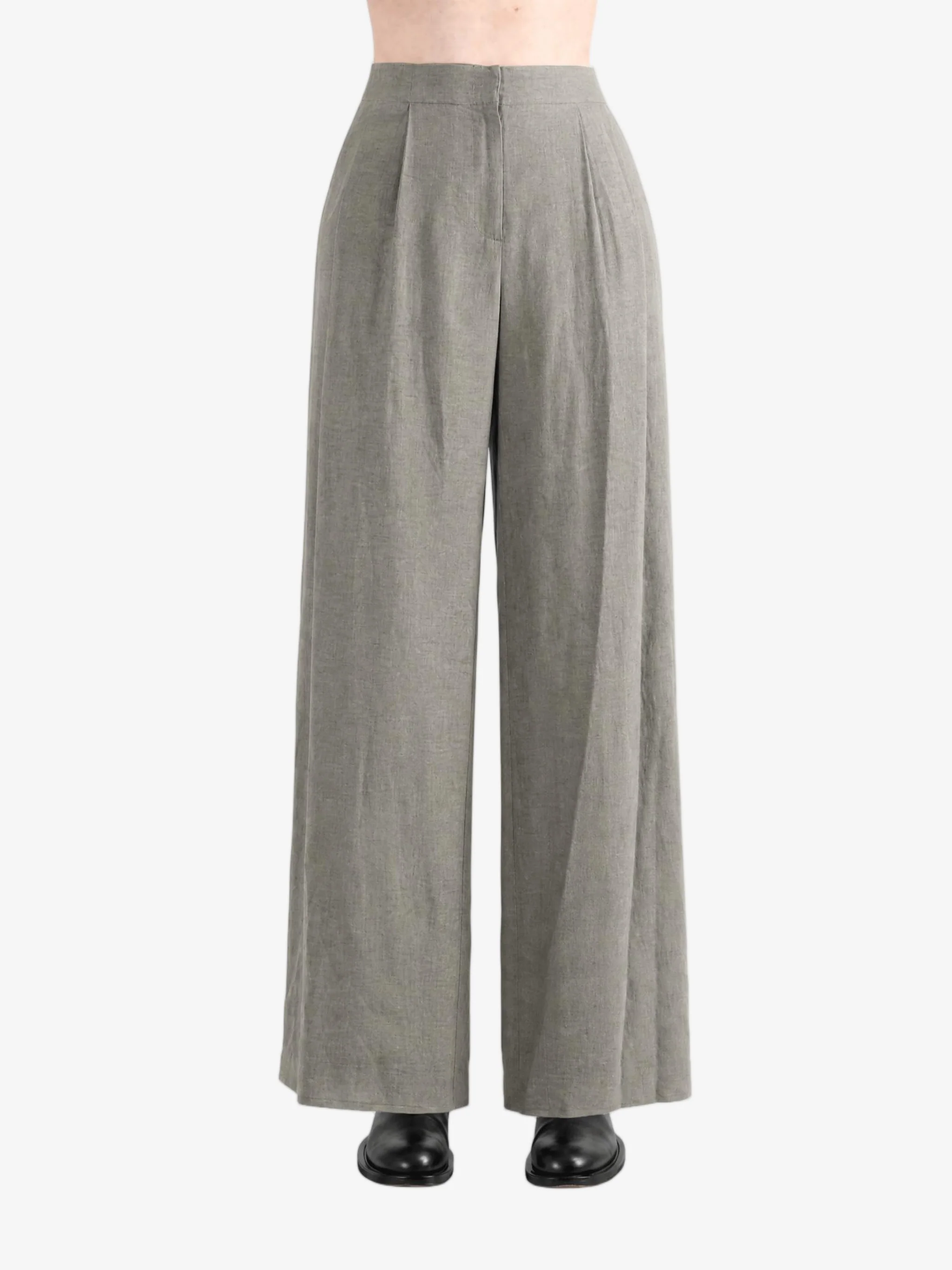 AMOMENTO - Women Linen Tuck Pants