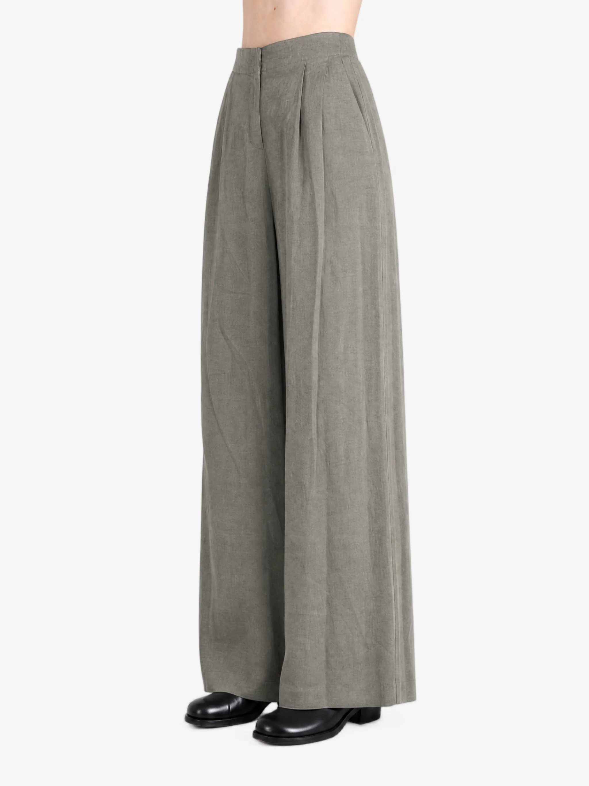 AMOMENTO - Women Linen Tuck Pants - Image 2
