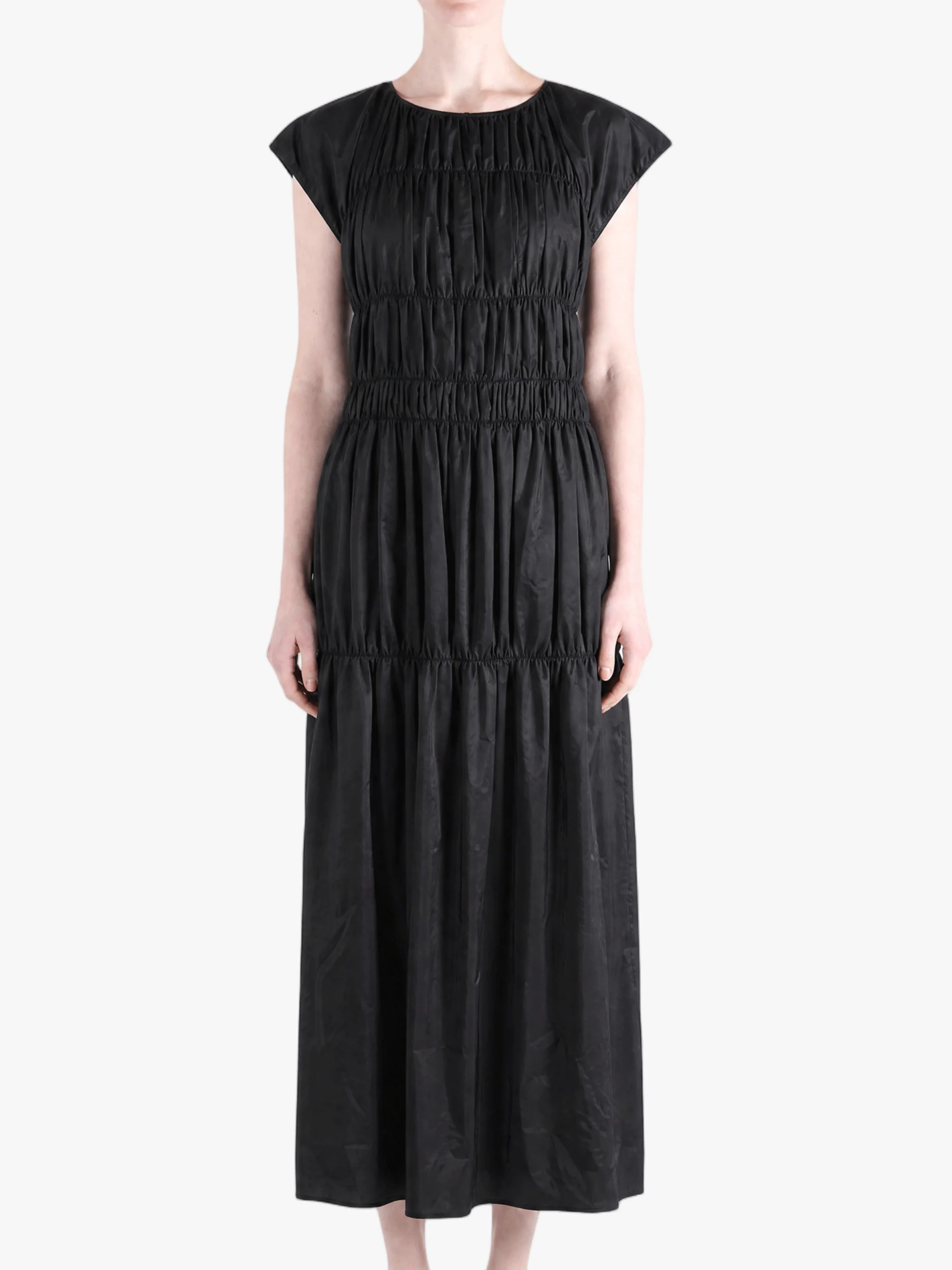 AMOMENTO - Women Nylon Shirring Dress