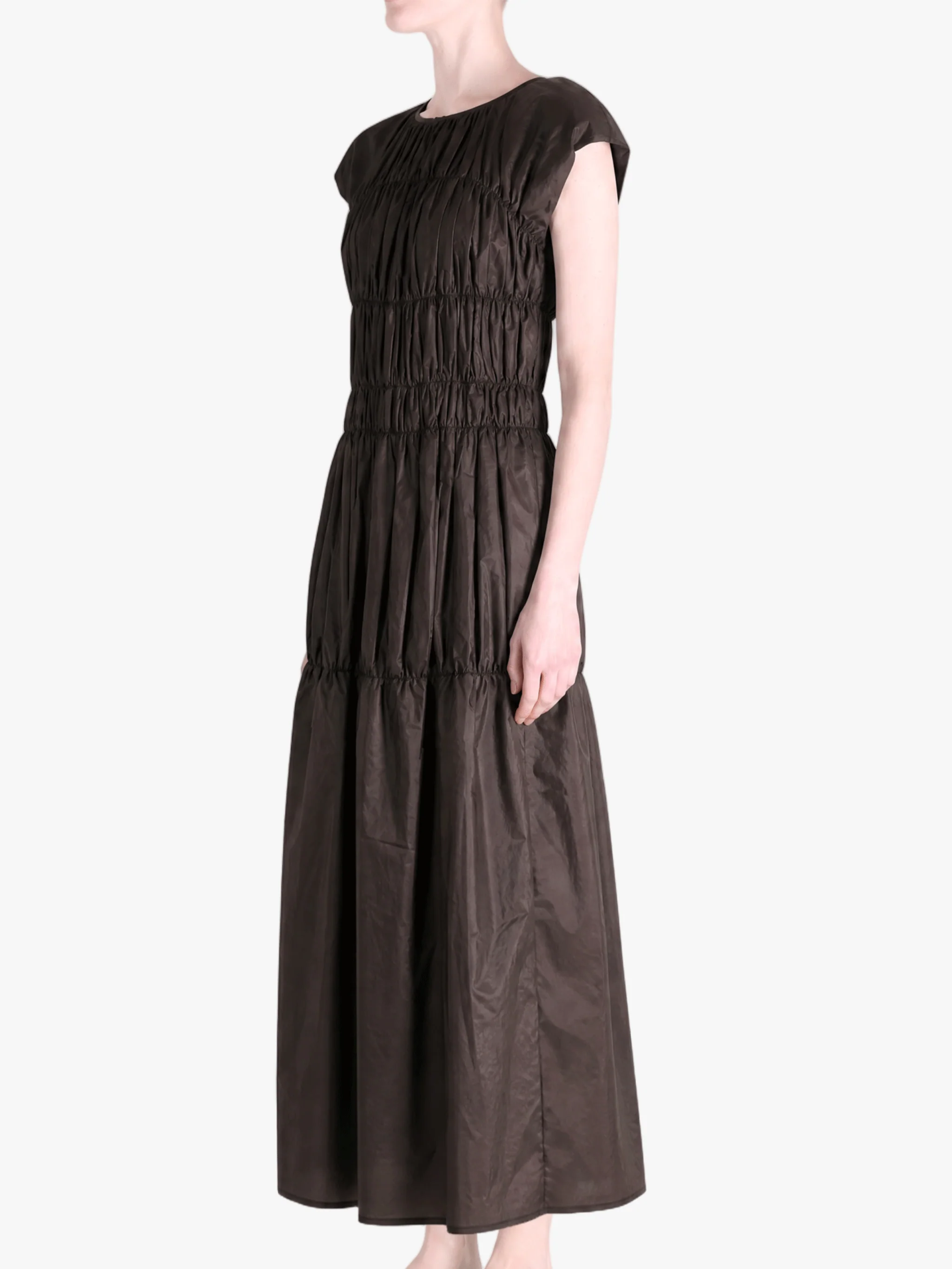 AMOMENTO - Women Nylon Shirring Dress