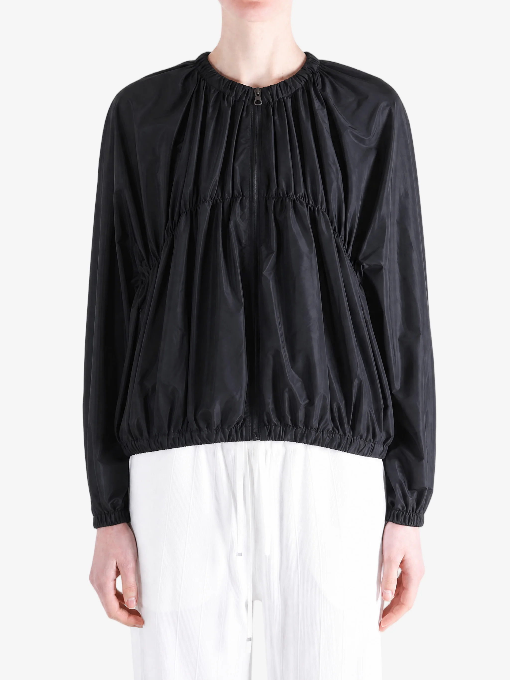 AMOMENTO - Women Nylon Shirring Jumper