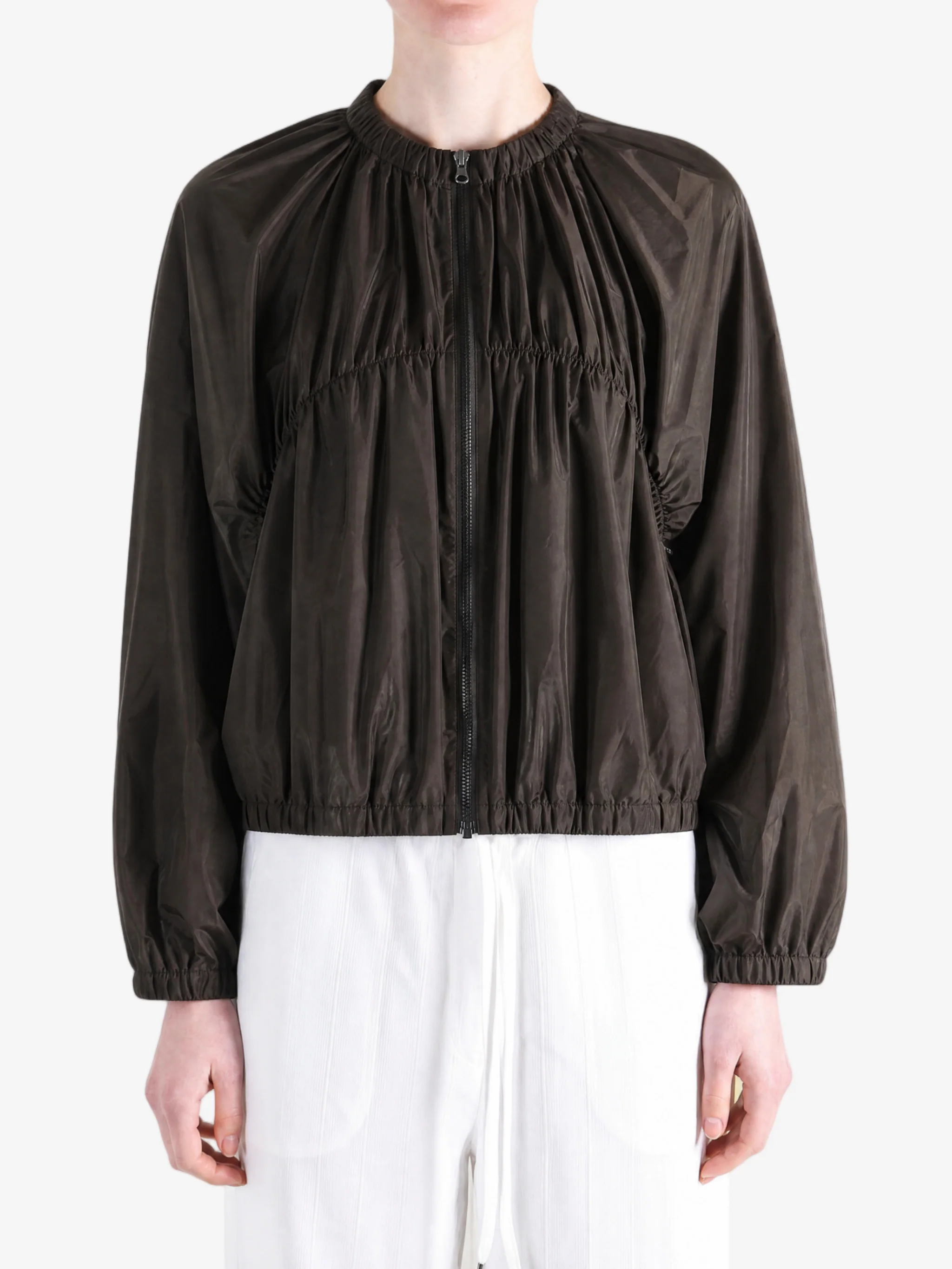 AMOMENTO - Women Nylon Shirring Jumper
