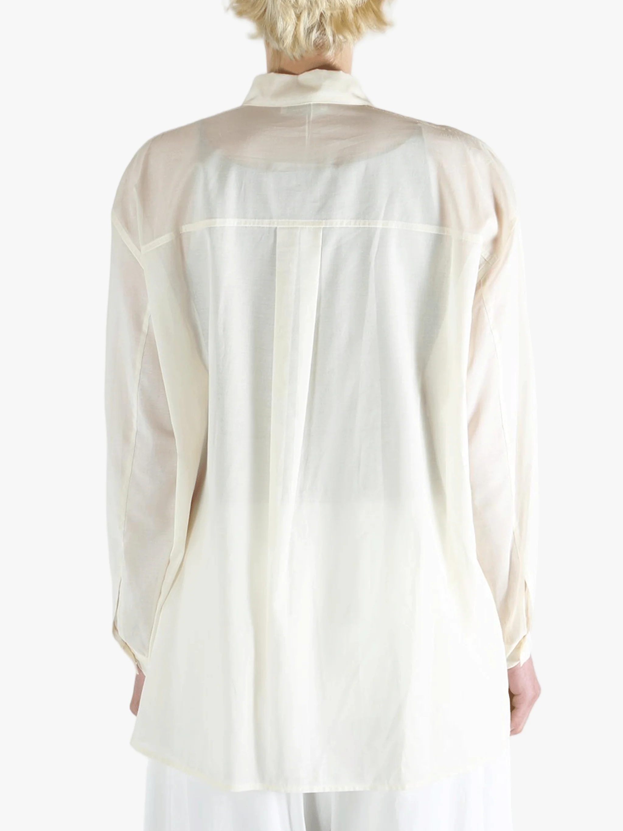 AMOMENTO - Women Sheer Cotton Classic Shirt - Image 3