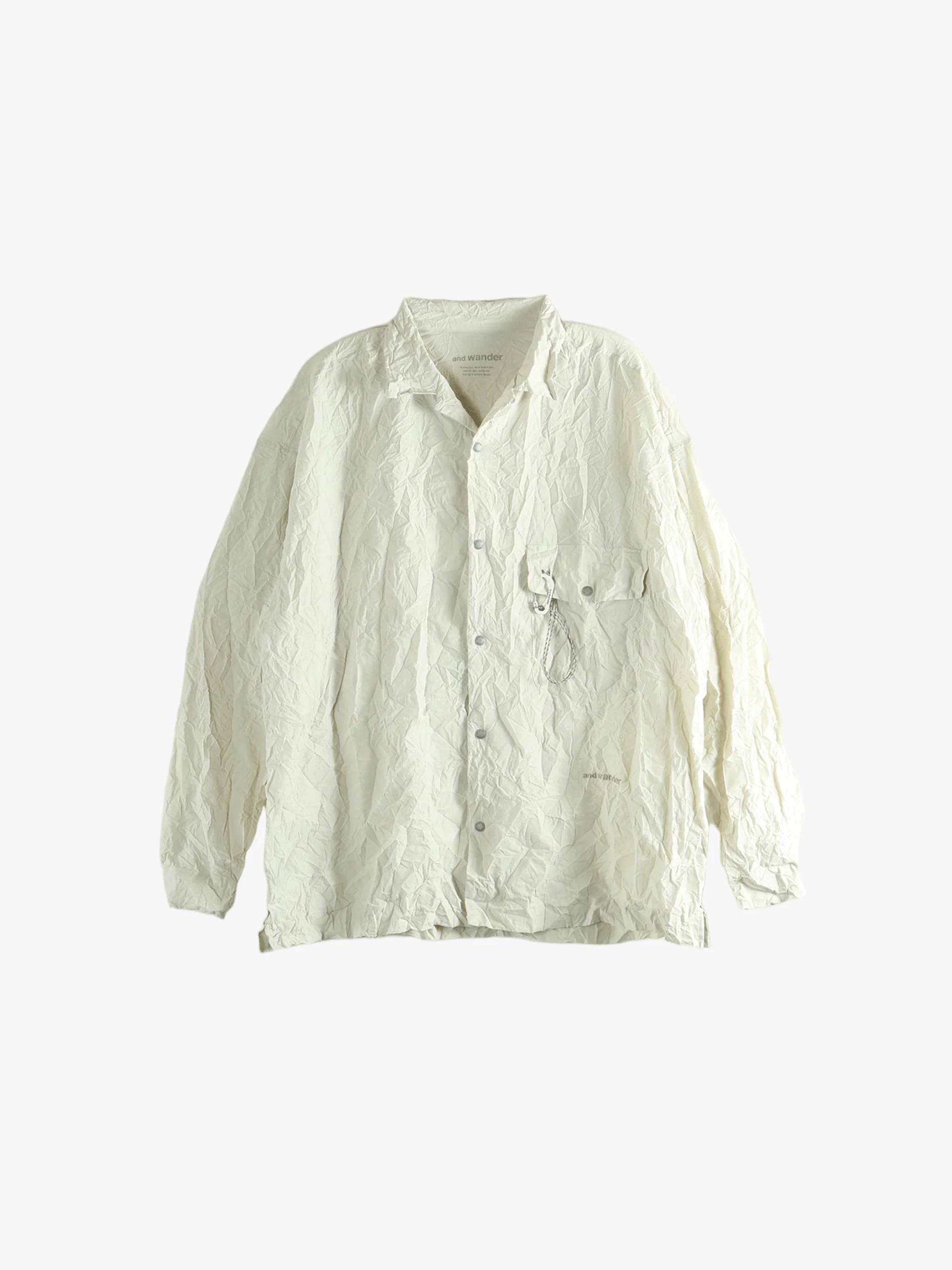 AND WANDER - Men 55 Washer Pleated Open Long Sleeve Shirt - Image 4