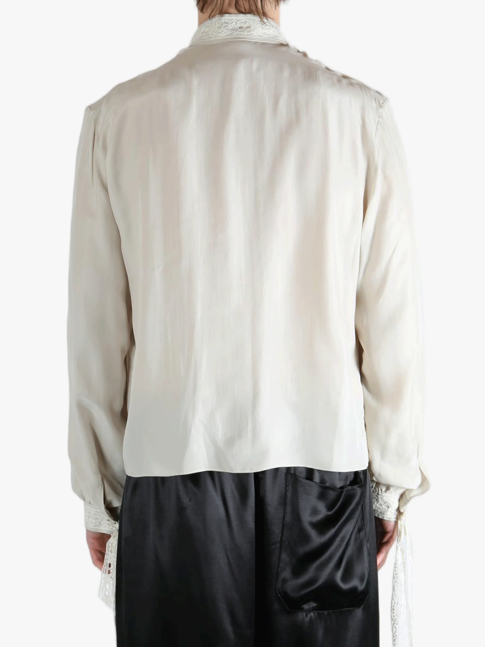 ANN DEMEULEMEESTER - Men Ribbon Plastron Aesir Comfort Cropped Shirt - Image 3