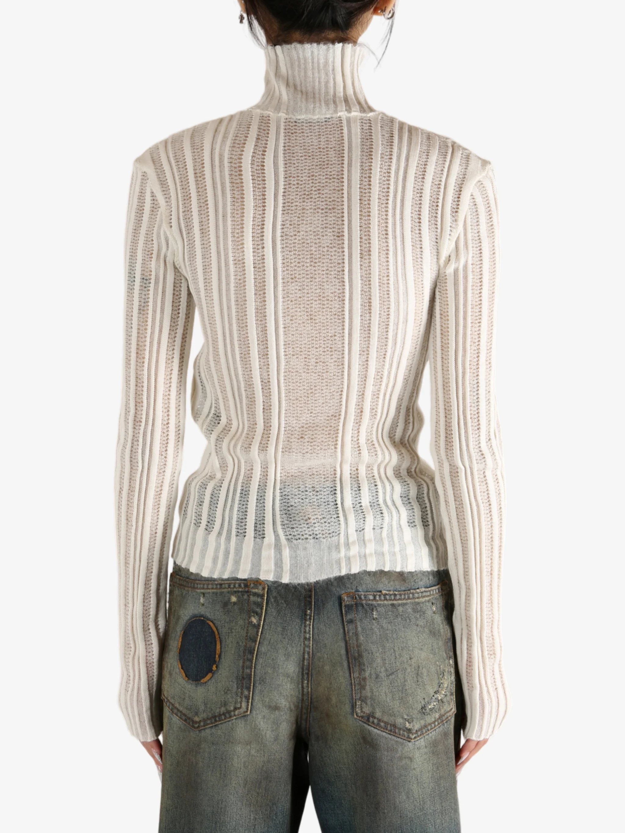 ANN DEMEULEMEESTER - Women Aamu Irregular Rib Turtleneck Sweater - Image 3