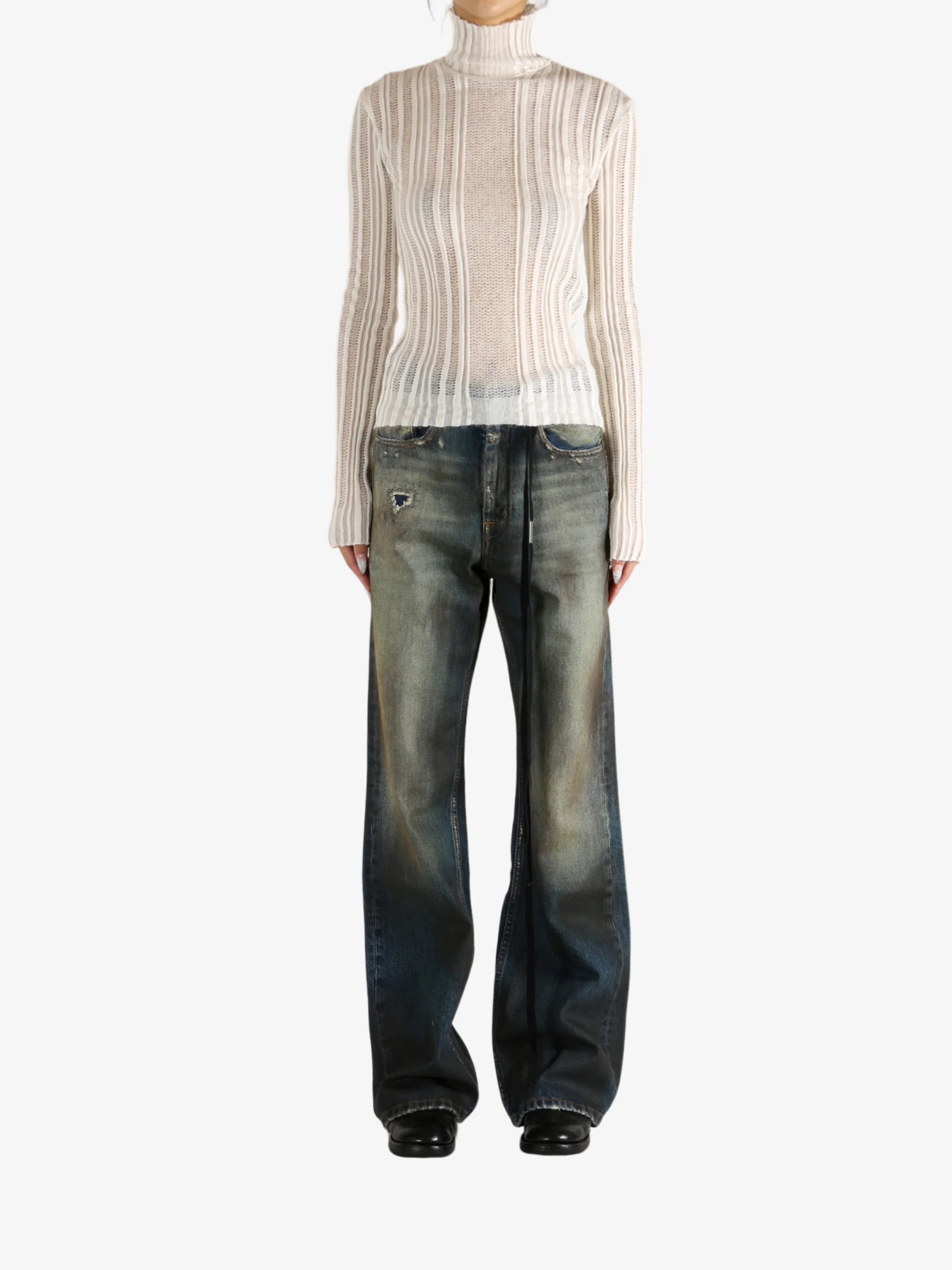 ANN DEMEULEMEESTER - Women Aamu Irregular Rib Turtleneck Sweater - Image 4