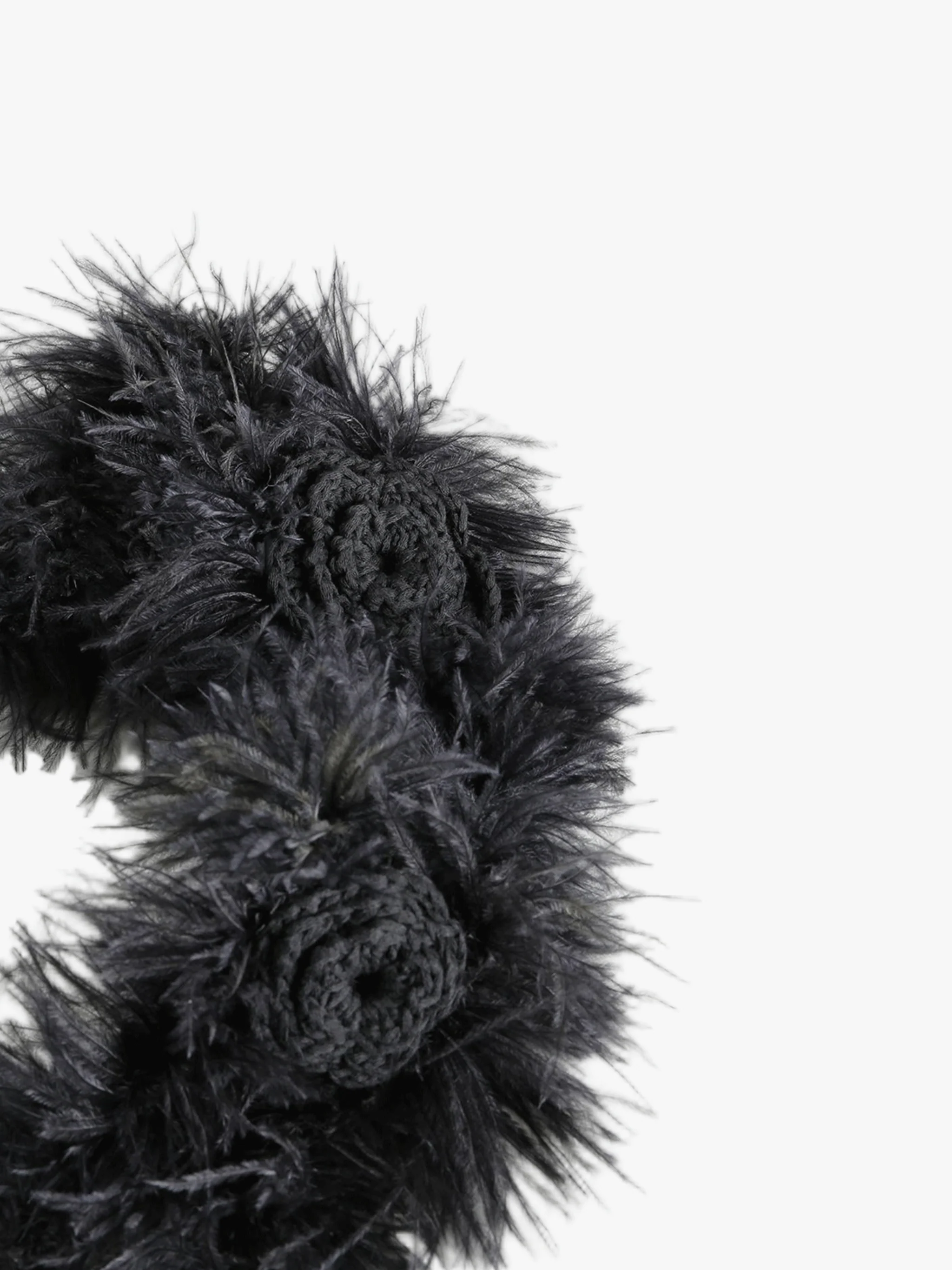 ANN DEMEULEMEESTER - Women Crochet Roses Wine Feathered Knit Headband - Image 3